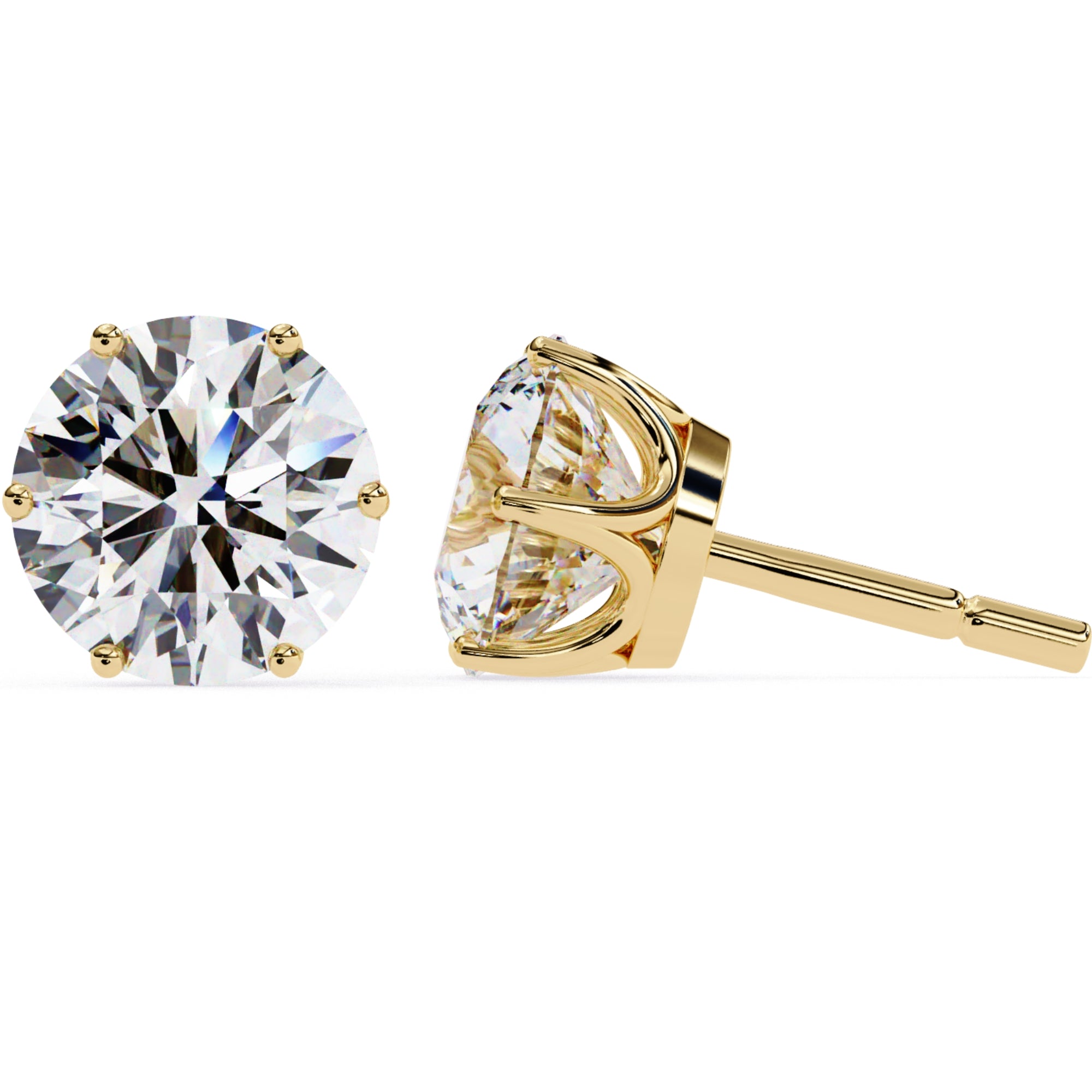 Cercei Stud Majestic din Aur 14k cu Moissanite Tăietură Briliant de 2.5 ct