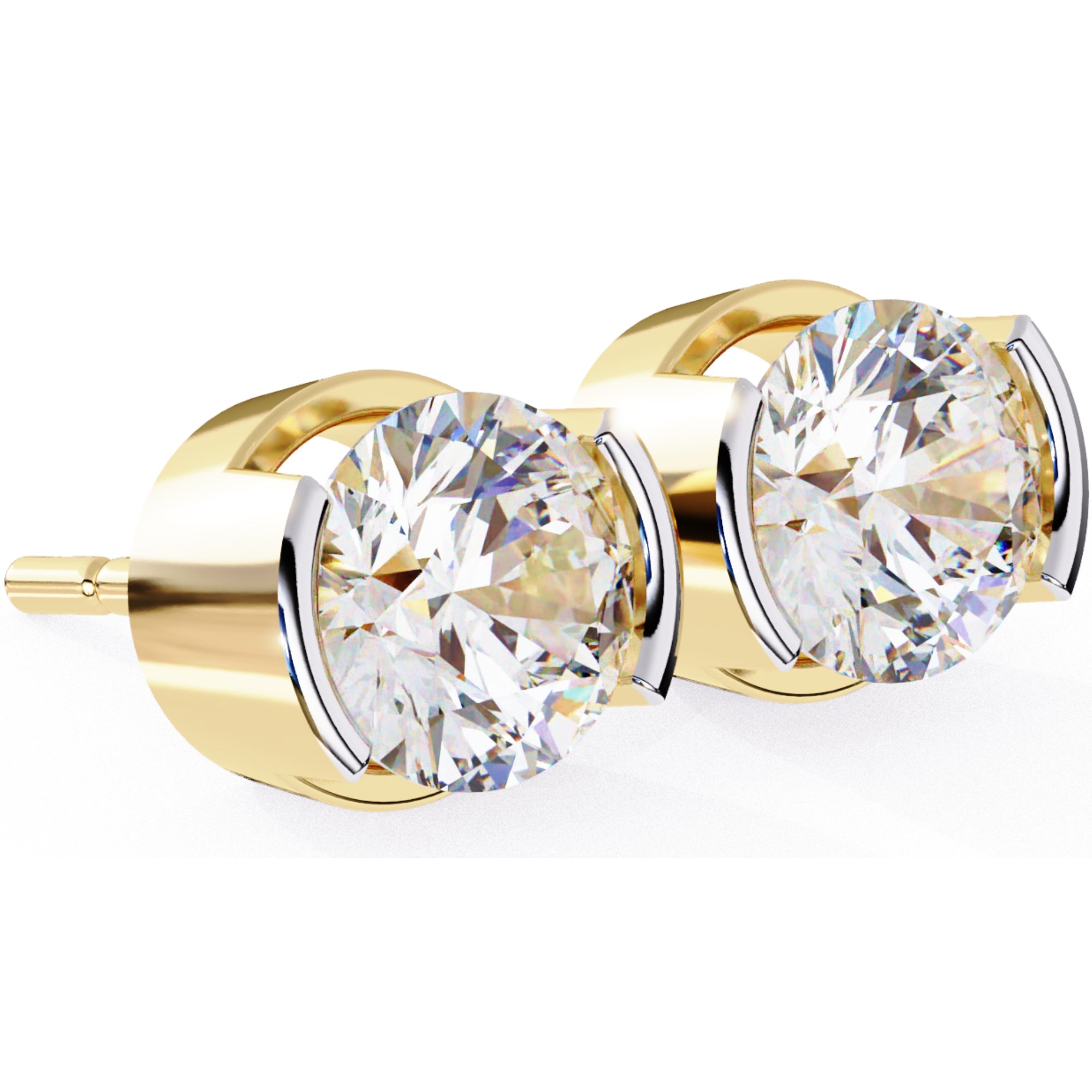 Cercei Stud Bezel Rio din Aur 14k cu Moissanite Tăietură Briliant de 2.5 ct din 14K Aur Alb - Castelo.ro