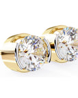Cercei Stud Bezel Rio din Aur 14k cu Moissanite Tăietură Briliant de 2.5 ct din 14K Aur Alb - Castelo.ro