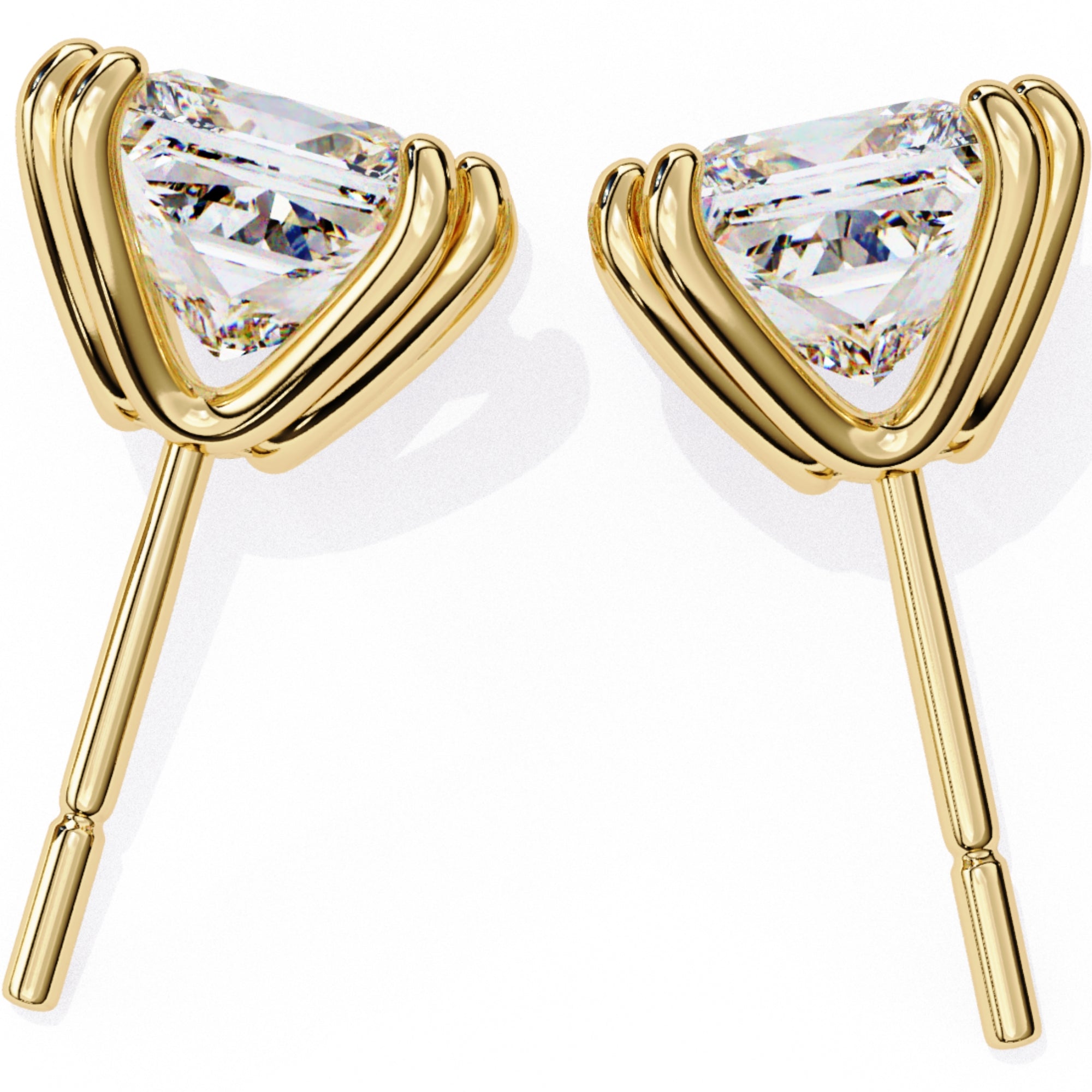 Cercei Stud Lumiere din Aur 14k cu Diamante Create în Laborator Tăietură Princess de 3 ct din 14K Aur Galben - Castelo.ro
