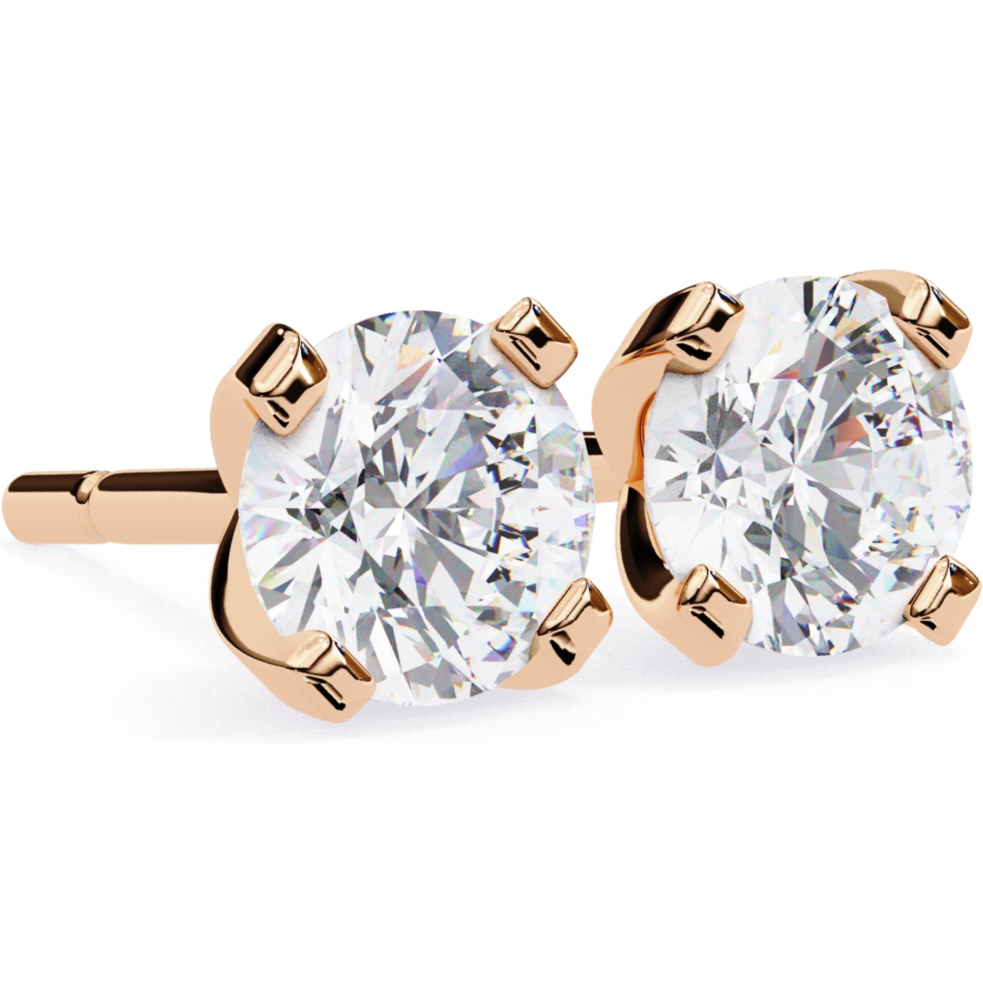 Cercei Stud L&#39;Arte din Aur 14k cu Diamante Naturale Tăietură Briliant de 2.5 ct din 14K Aur Roz - Castelo.ro