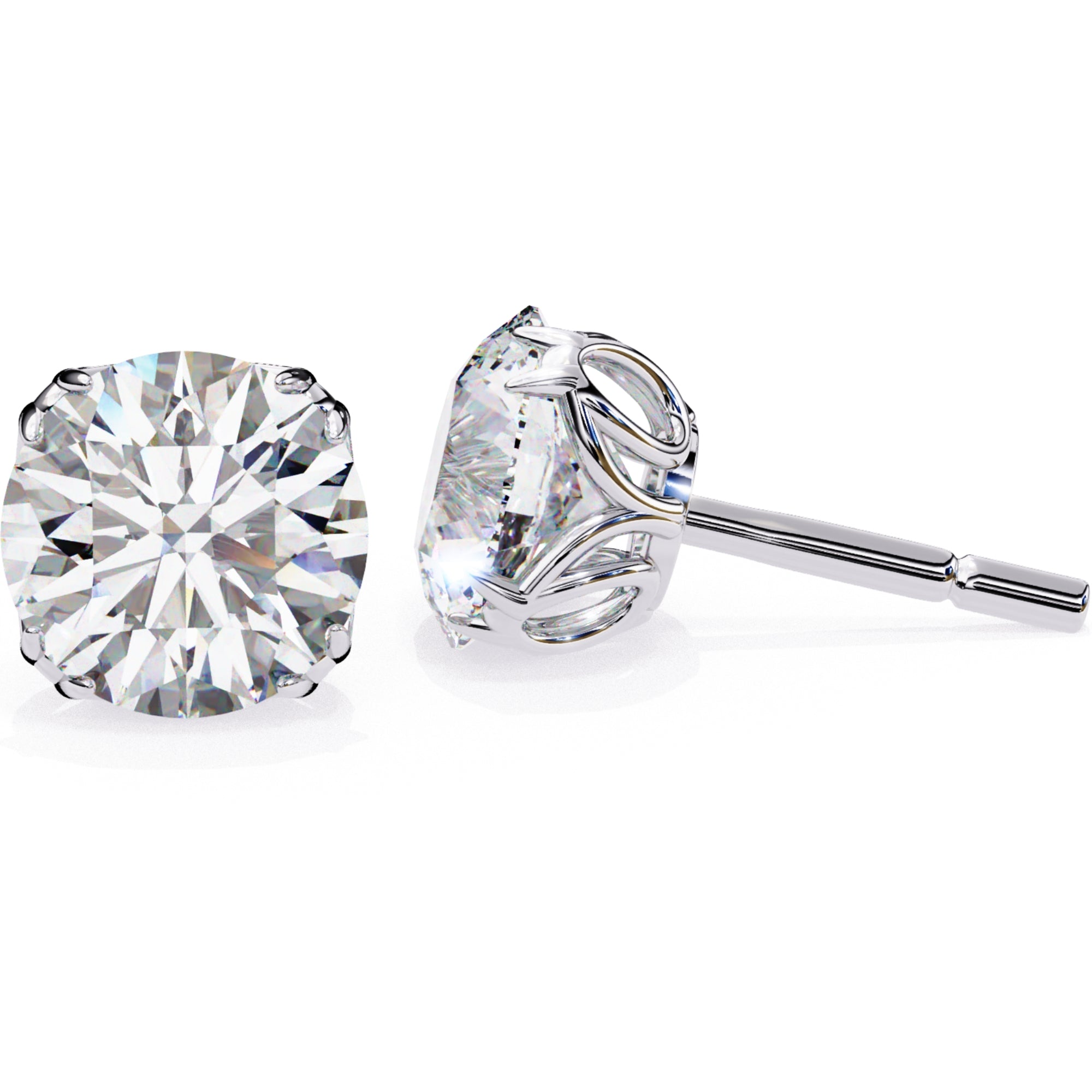Cercei Stud Excalibur din Aur 14k cu Diamante Naturale Tăietură Briliant de 2.5 ct din 14K Aur Alb - Castelo.ro