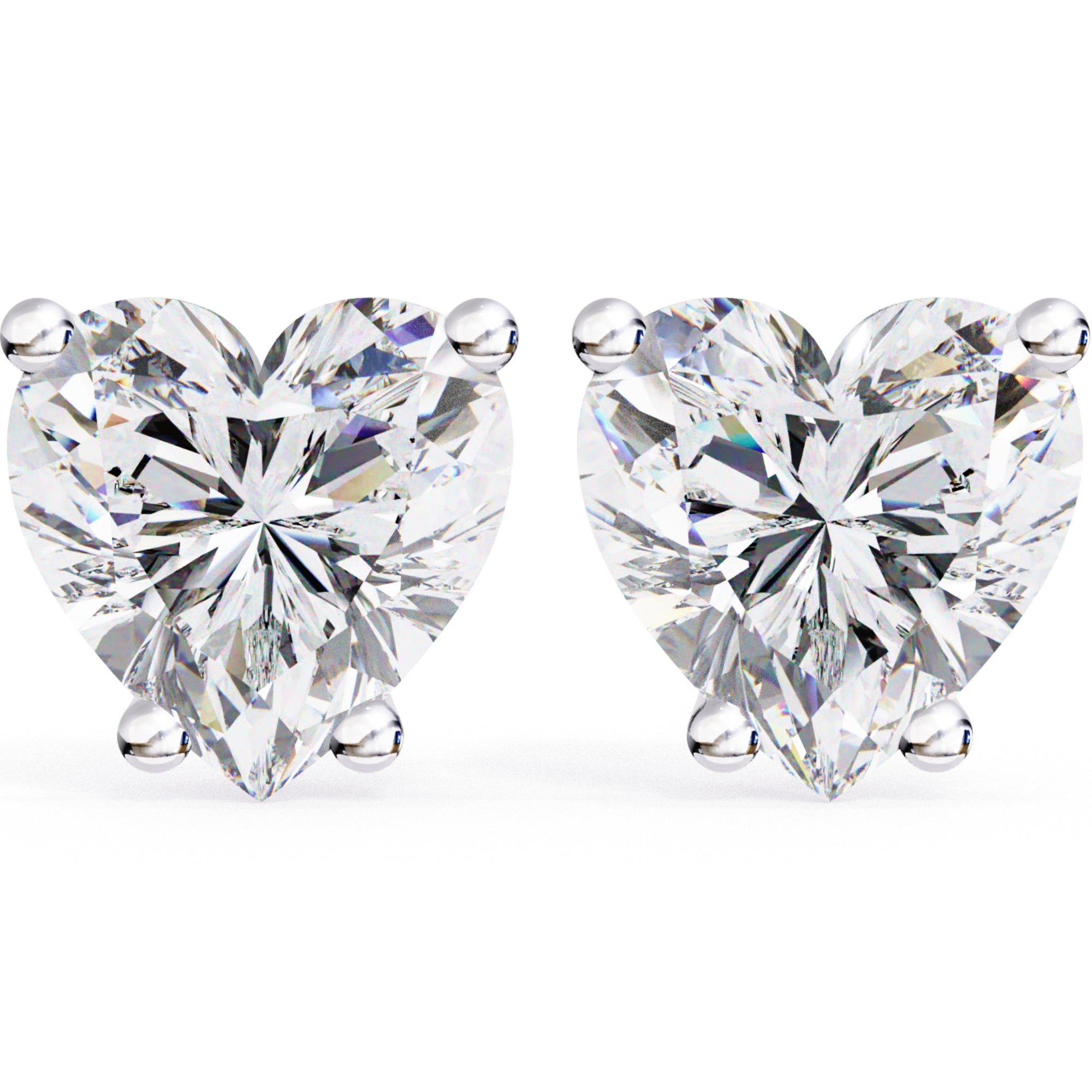 Cercei Stud Inima din Aur 14k cu Moissanite Tăietură Heart de 2.4 ct din 14K Aur Alb - Castelo.ro