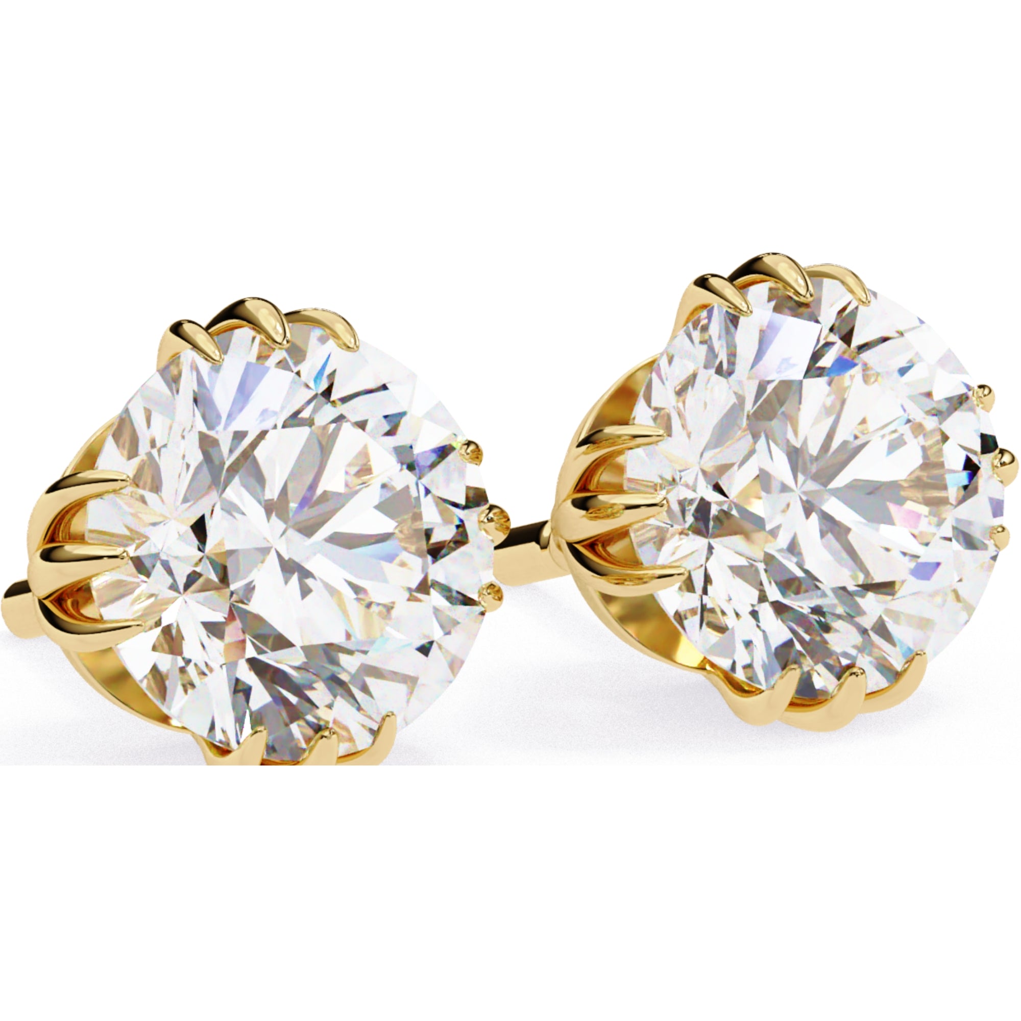 Cercei Stud Imperial din Aur 14k cu Moissanite Tăietură Briliant de 2.8 ct din 14K Aur Galben - Castelo.ro