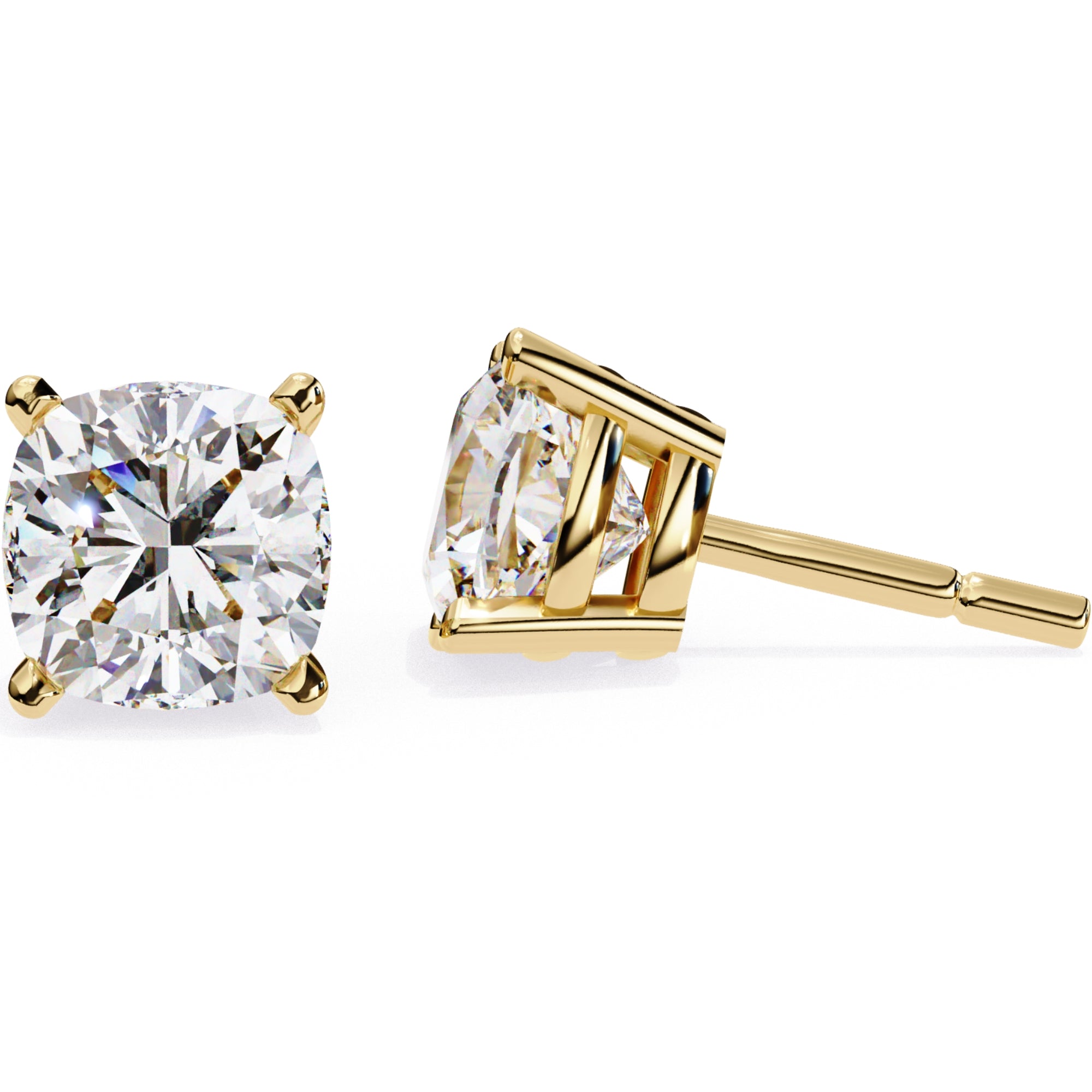 Cercei Stud Majestic cu Moissanite Tăietură Briliant de 2.5 ct din 18K Aur Galben - Castelo.ro