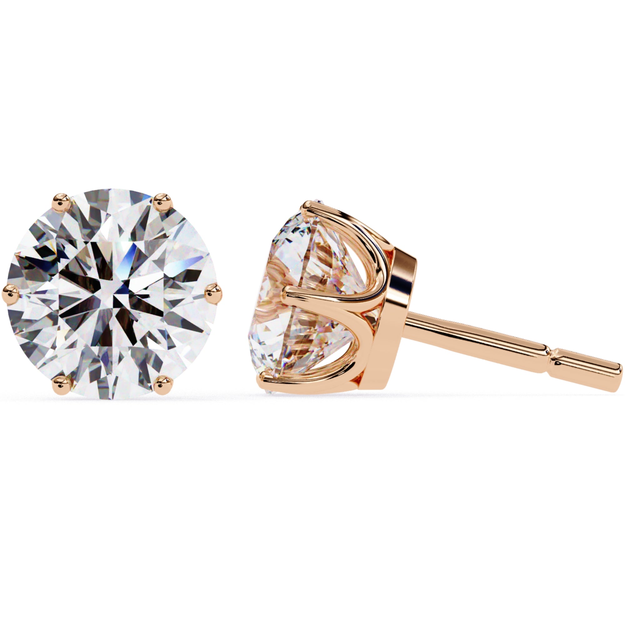 Cercei Stud Majestic din Aur 14k cu Moissanite Tăietură Briliant de 2.5 ct