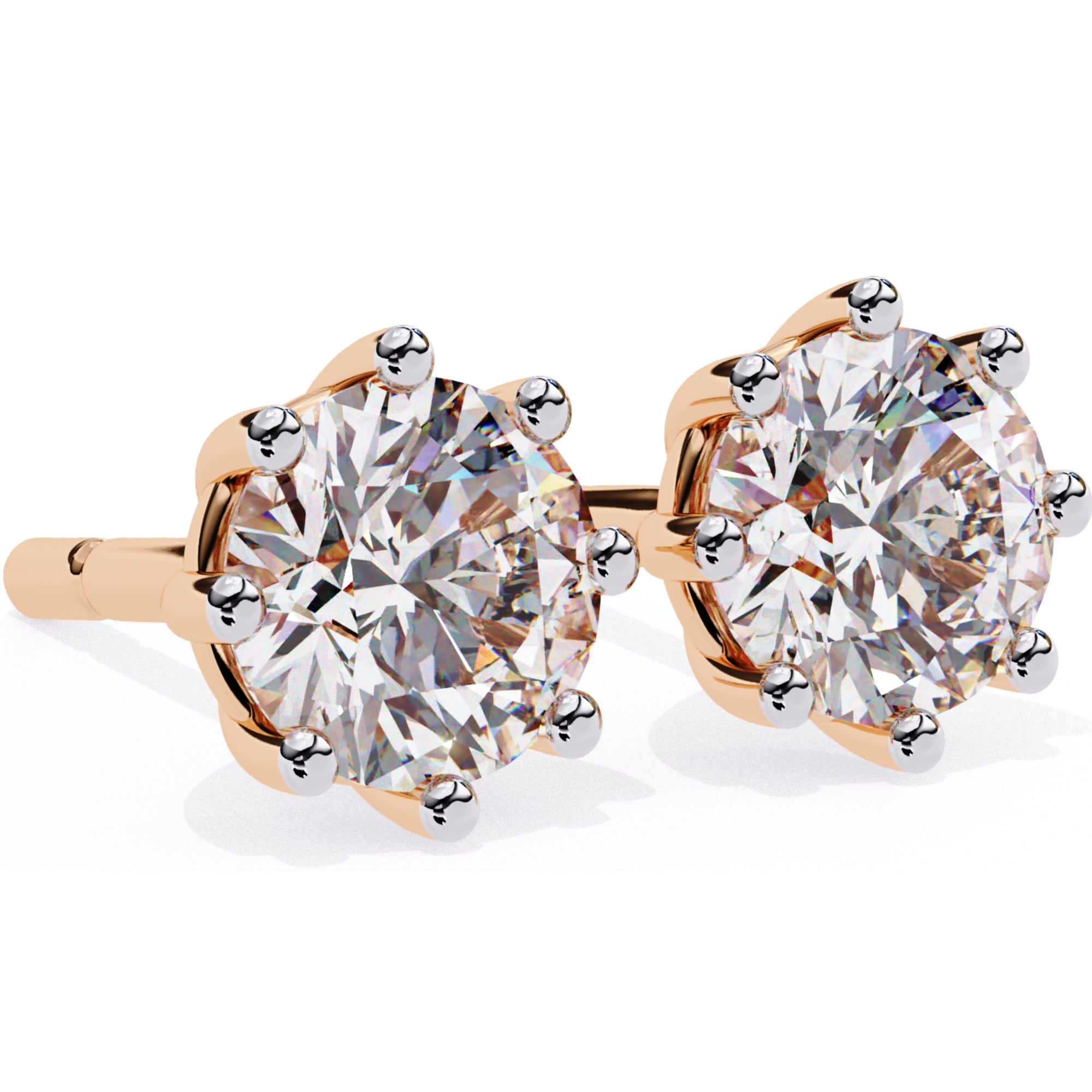 Cercei Solitaire Stud cu Diamante Create în Laborator de 2.57 ct din 18K Aur Roz - Castelo.ro