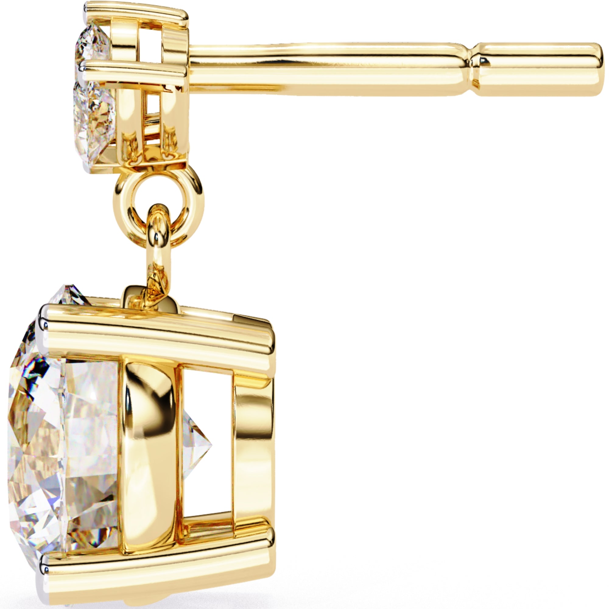 Cercei Stud Royal Solitaire Drop din Aur 14k cu Moissanite de 2.02 ct