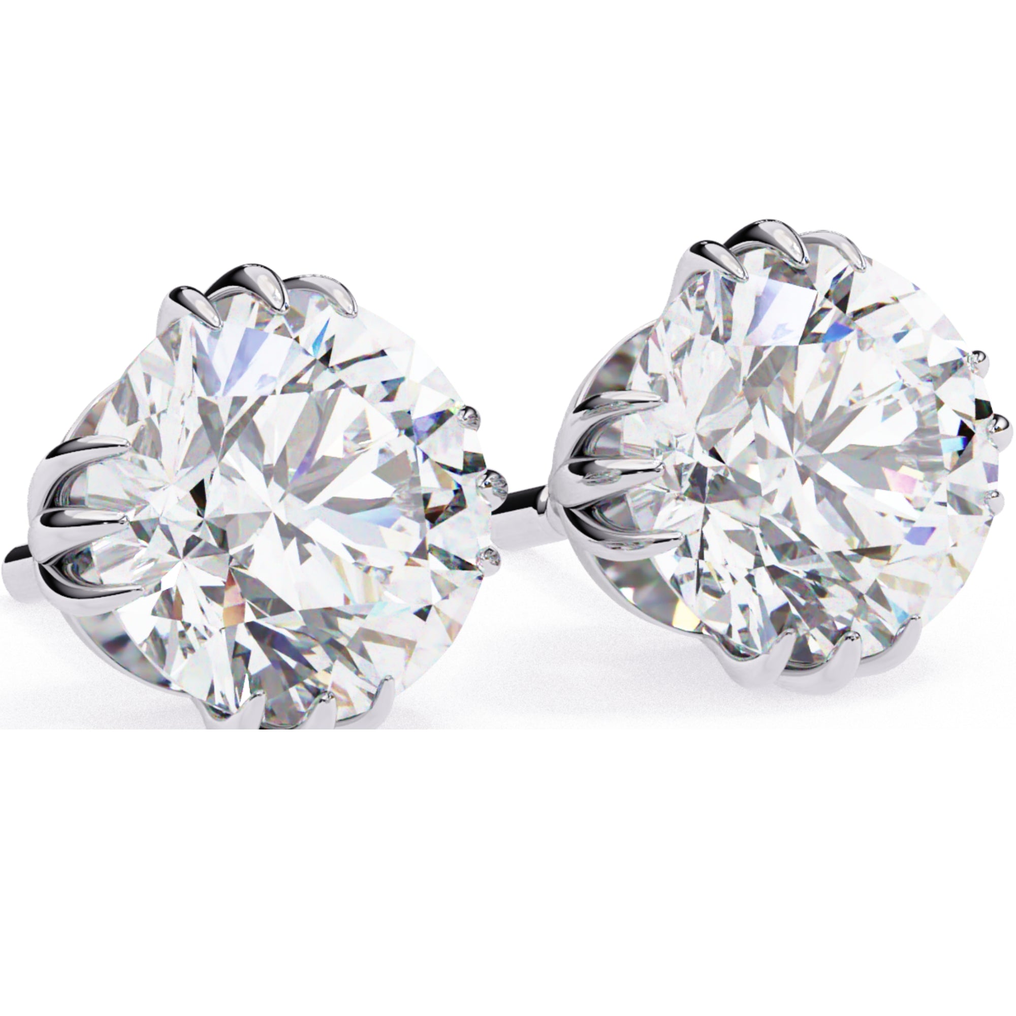 Cercei Stud Imperial din Aur 14k cu Moissanite Tăietură Briliant de 2.8 ct din 14K Aur Alb - Castelo.ro
