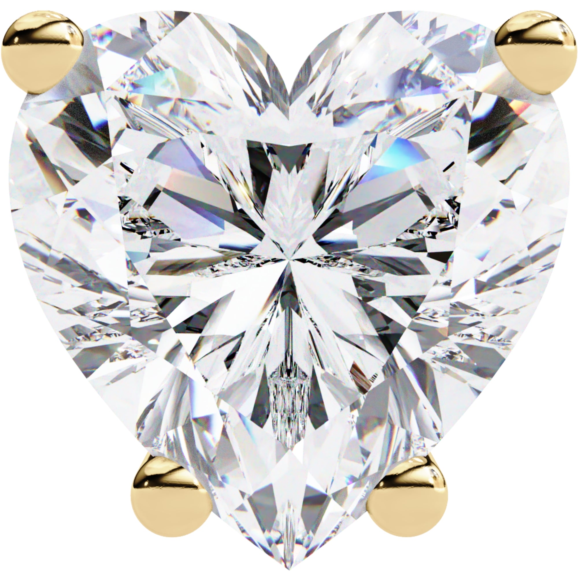 Cercei Stud Inima din Aur 14k cu Moissanite Tăietură Heart de 2.4 ct din 14K Aur Galben - Castelo.ro