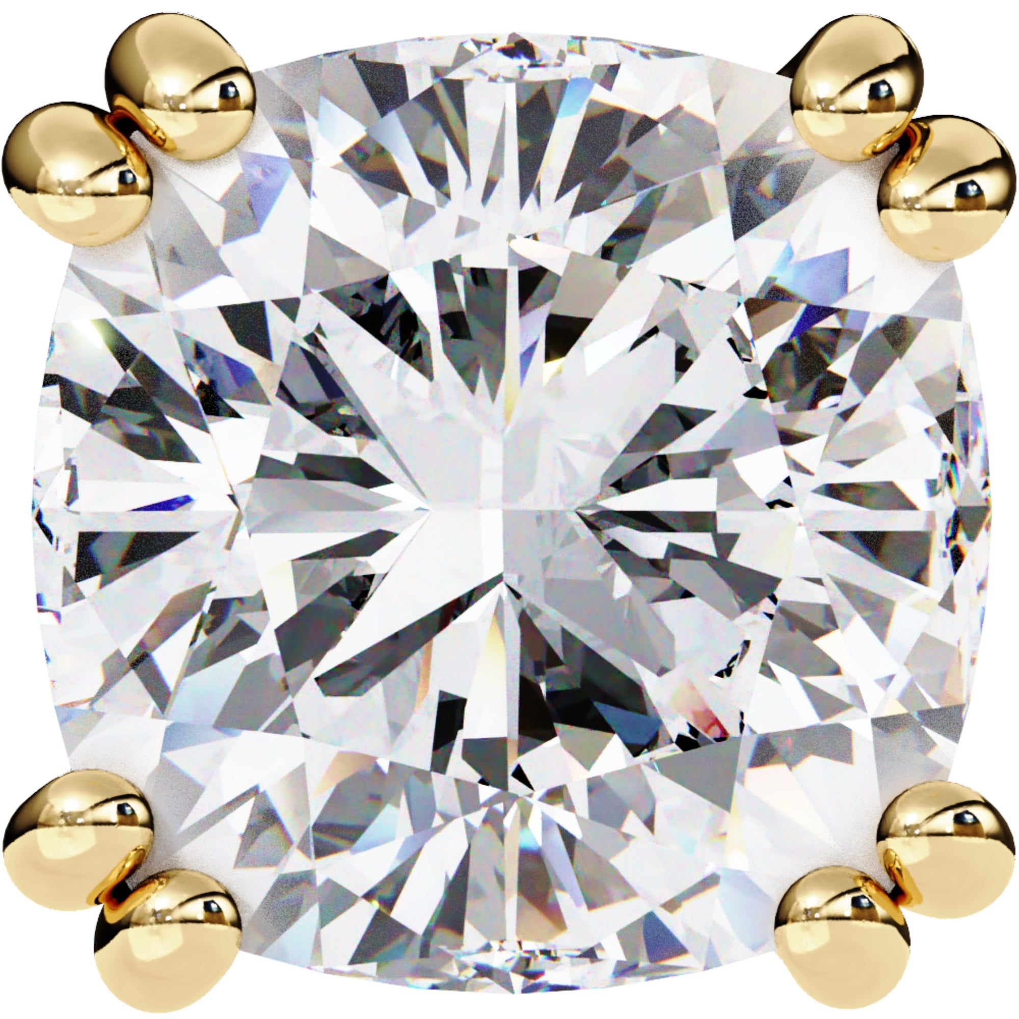 Cercei Stud Monaco cu Moissanite Tăietură Cushion Square de 2.2 ct din 18K Aur Galben - Castelo.ro