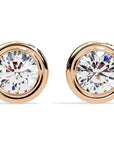 Cercei Stud Bezel din Aur 14k cu Moissanite Tăietură Briliant de 2.5 ct din 14K Aur Roz - Castelo.ro