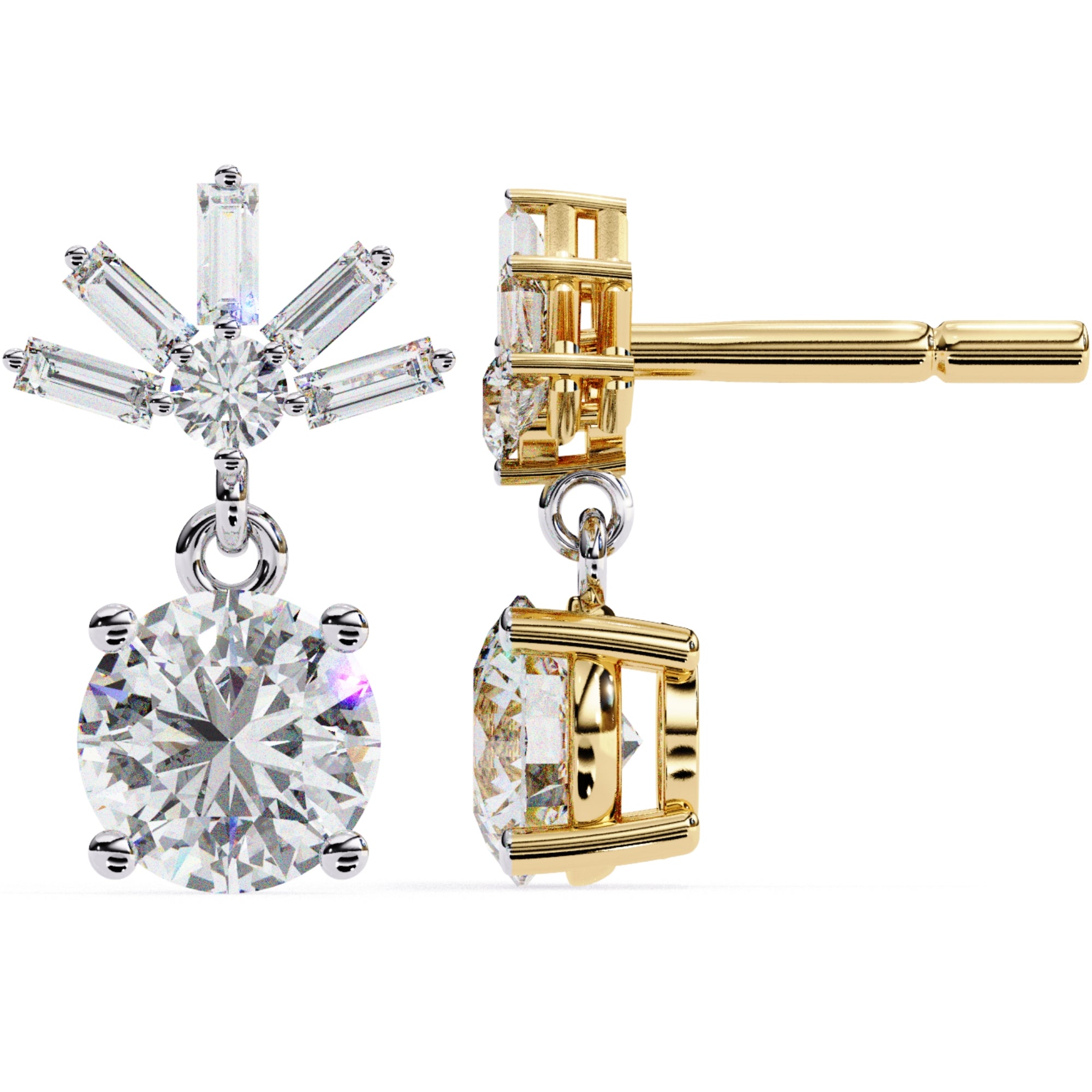 Cercei Aqua D&#39;Azure cu Diamante Create în Laborator de 0.86 ct din 18K Aur Galben - Castelo.ro