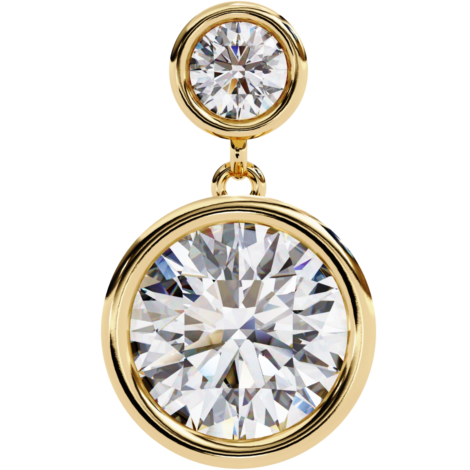 Cercei Solitaire Bezel Drop cu Diamante Create în Laborator de 1.83 ct din 18K Aur Galben - Castelo.ro