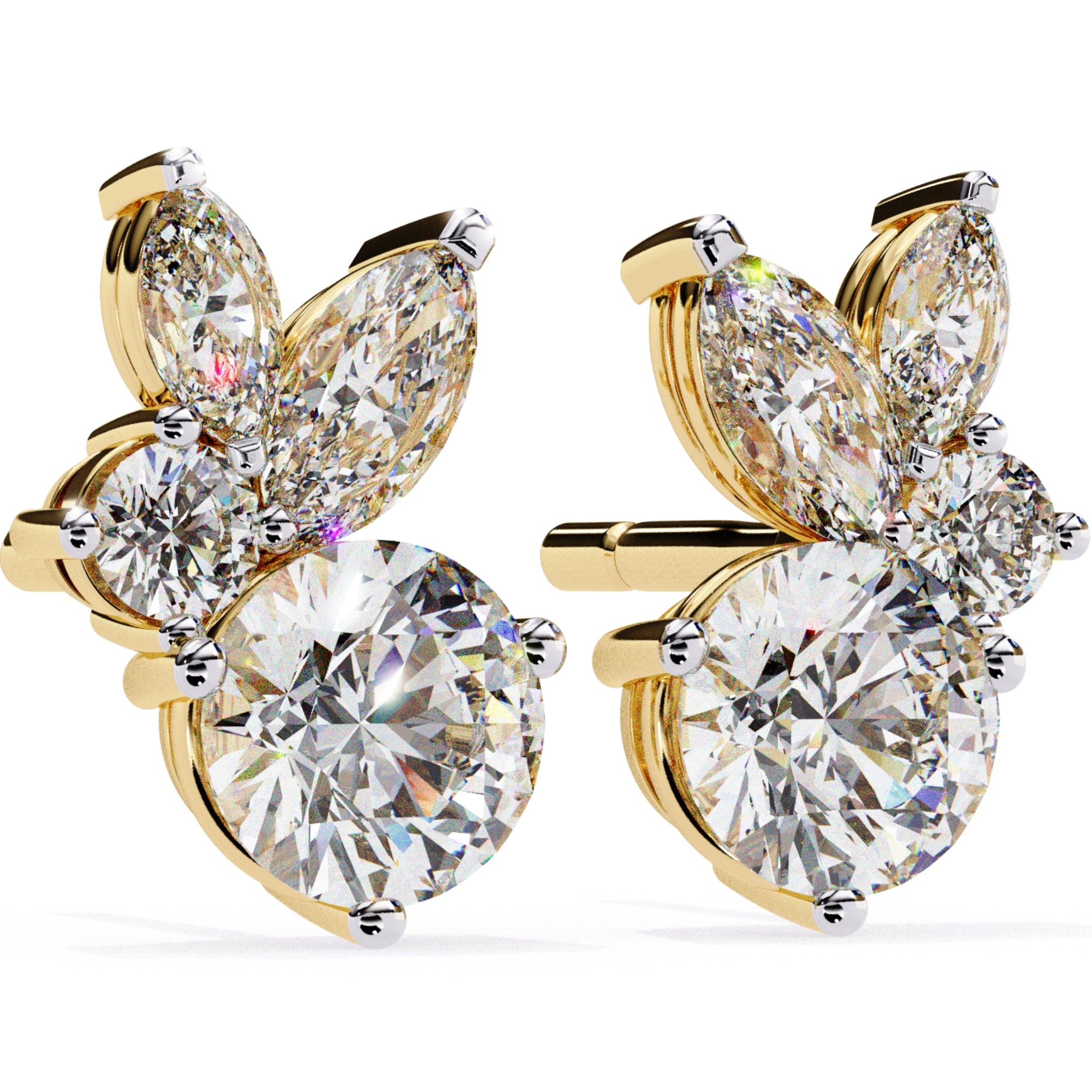 Cercei Stud Efemeri din Aur 14k cu Moissanite de 0.68 ct