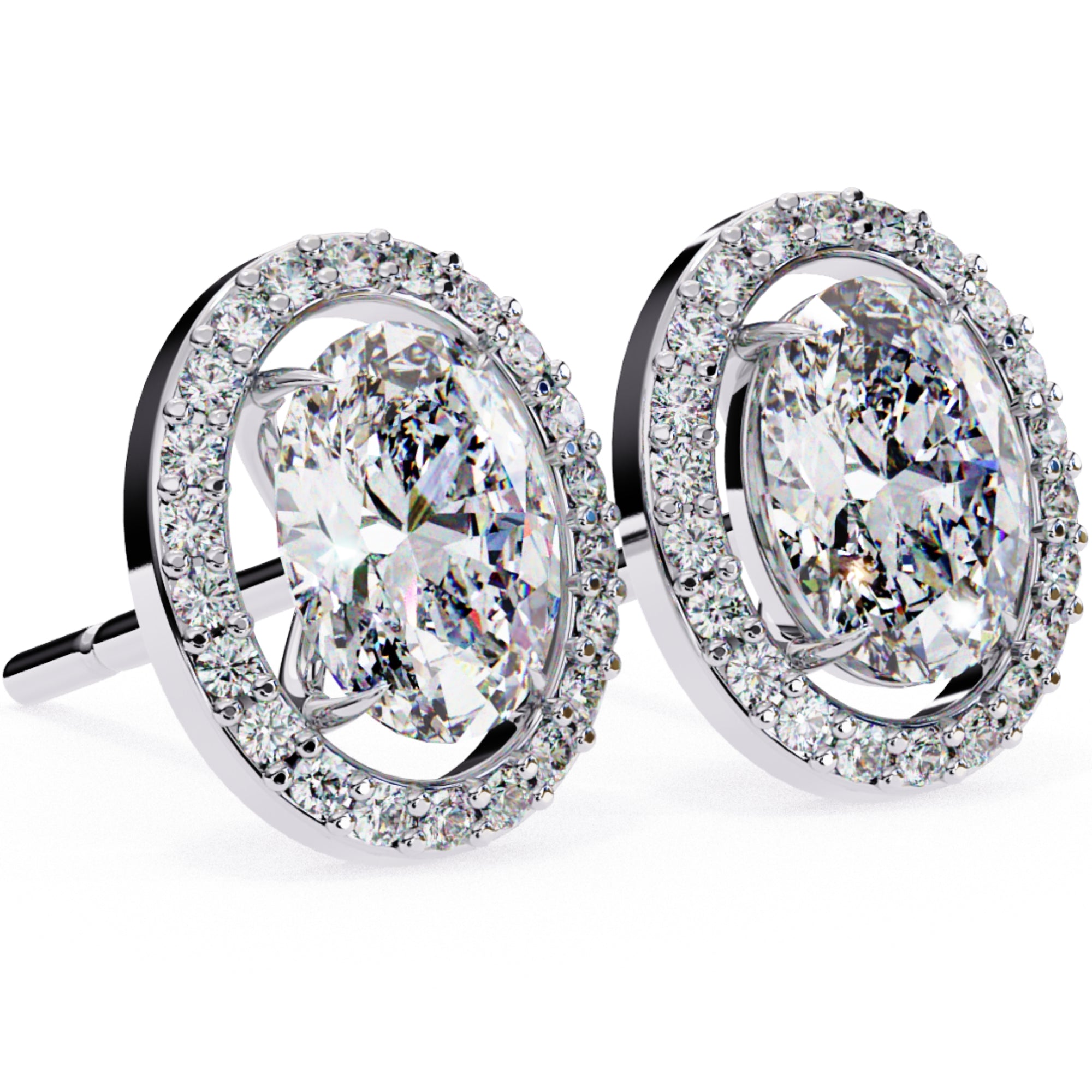 Cercei Stud Oval Star cu Moissanite de 0.97 ct din - Castelo.ro