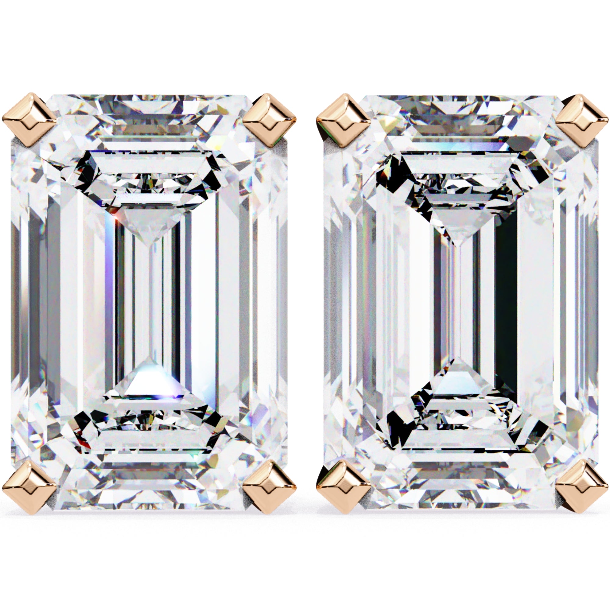 Cercei Stud Noble din Aur 14k cu Moissanite Tăietură Emerald de 2.4 ct