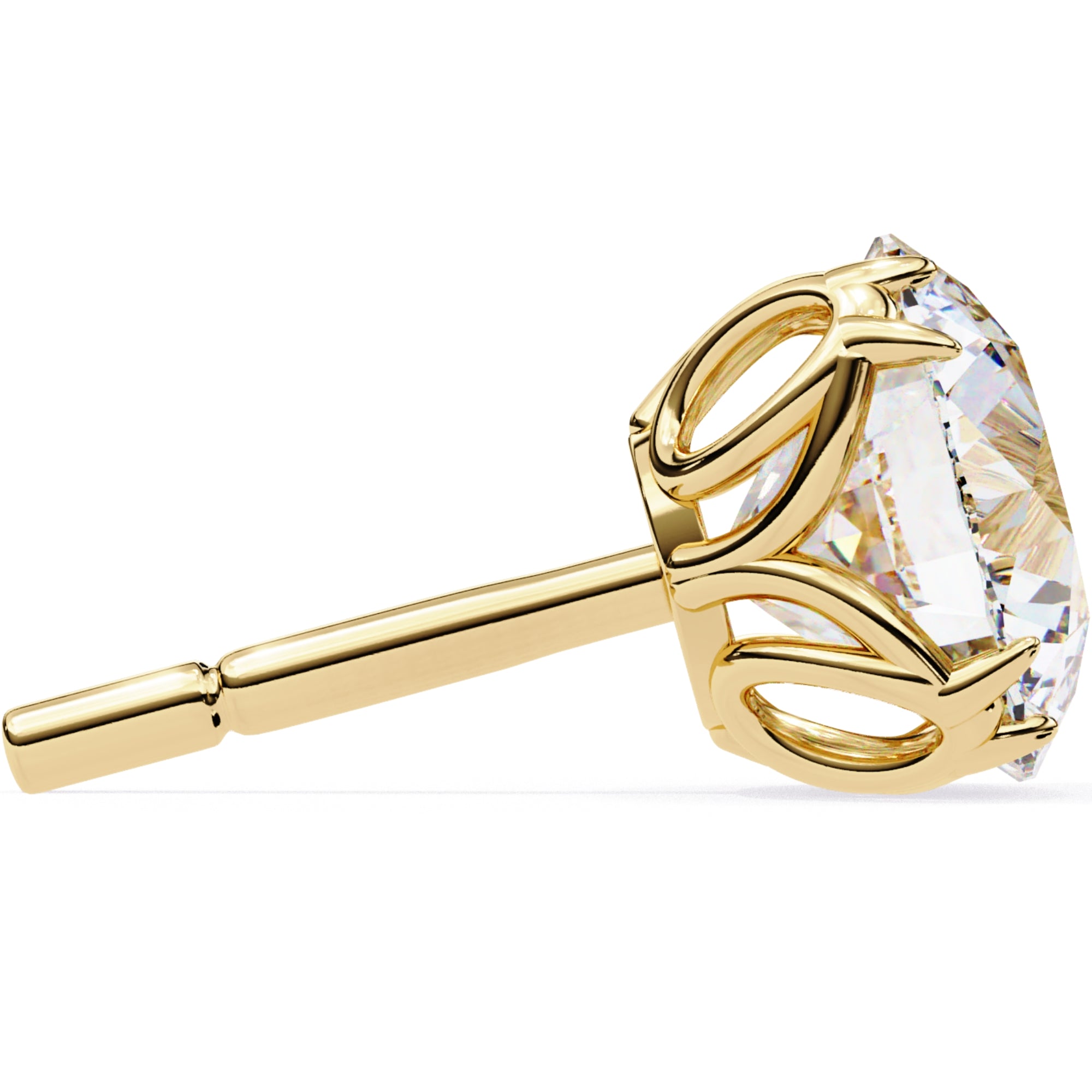 Cercei Stud Excalibur cu Moissanite Tăietură Briliant de 2.5 ct din 18K Aur Galben - Castelo.ro