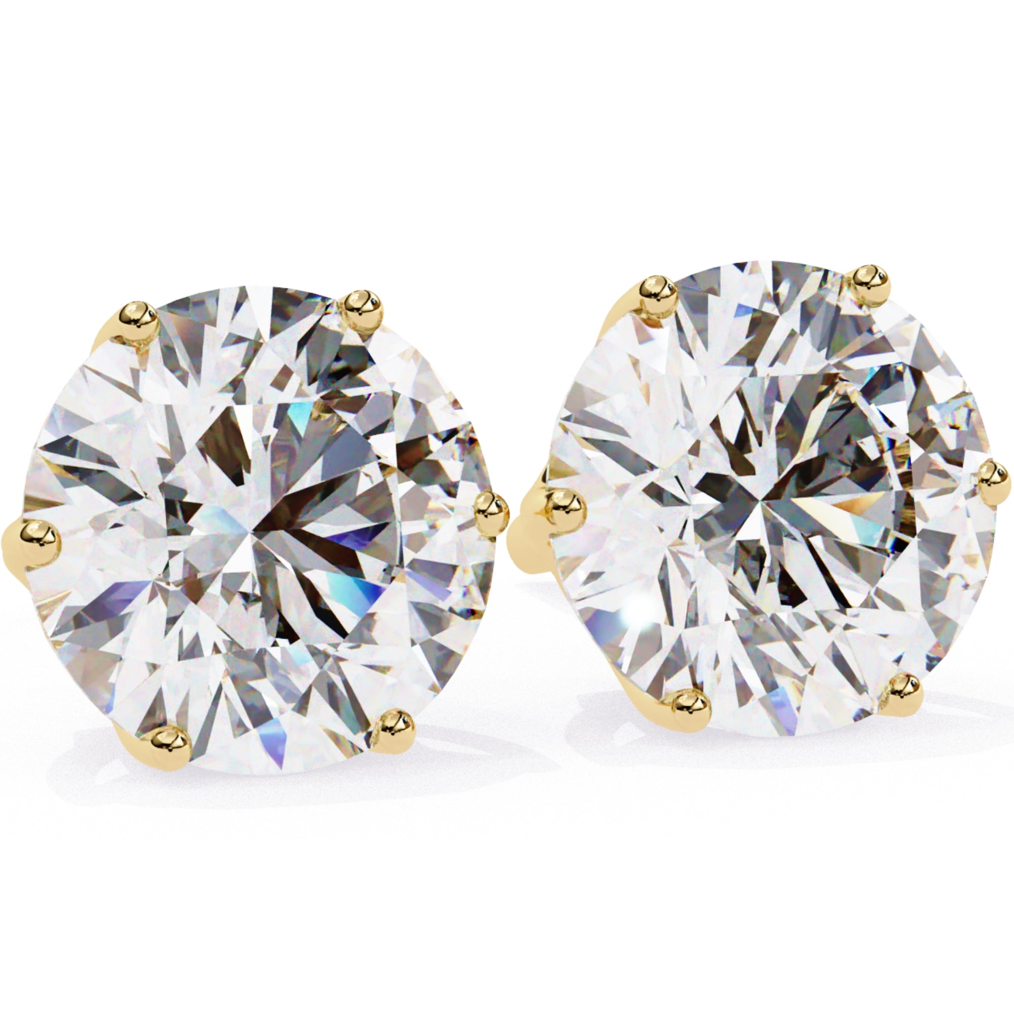 Cercei Stud Majestic din Aur 14k cu Moissanite Tăietură Briliant de 2.5 ct