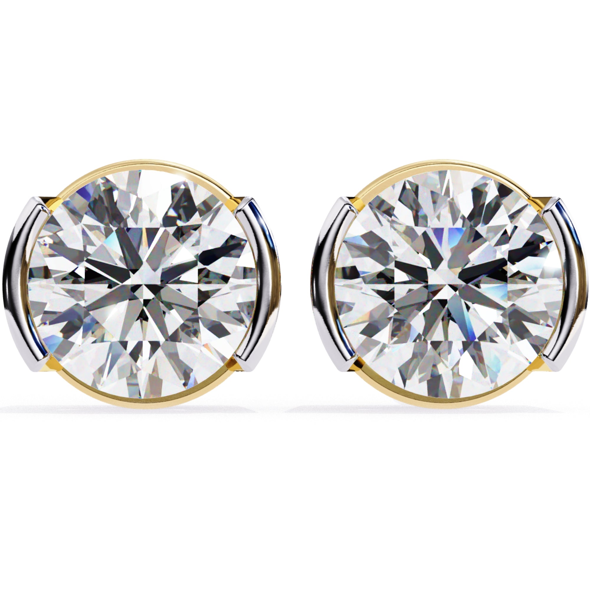 Cercei Stud Bezel Rio din Aur 14k cu Moissanite Tăietură Briliant de 2.5 ct din 14K Aur Alb - Castelo.ro