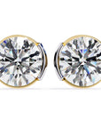 Cercei Stud Bezel Rio din Aur 14k cu Moissanite Tăietură Briliant de 2.5 ct din 14K Aur Alb - Castelo.ro
