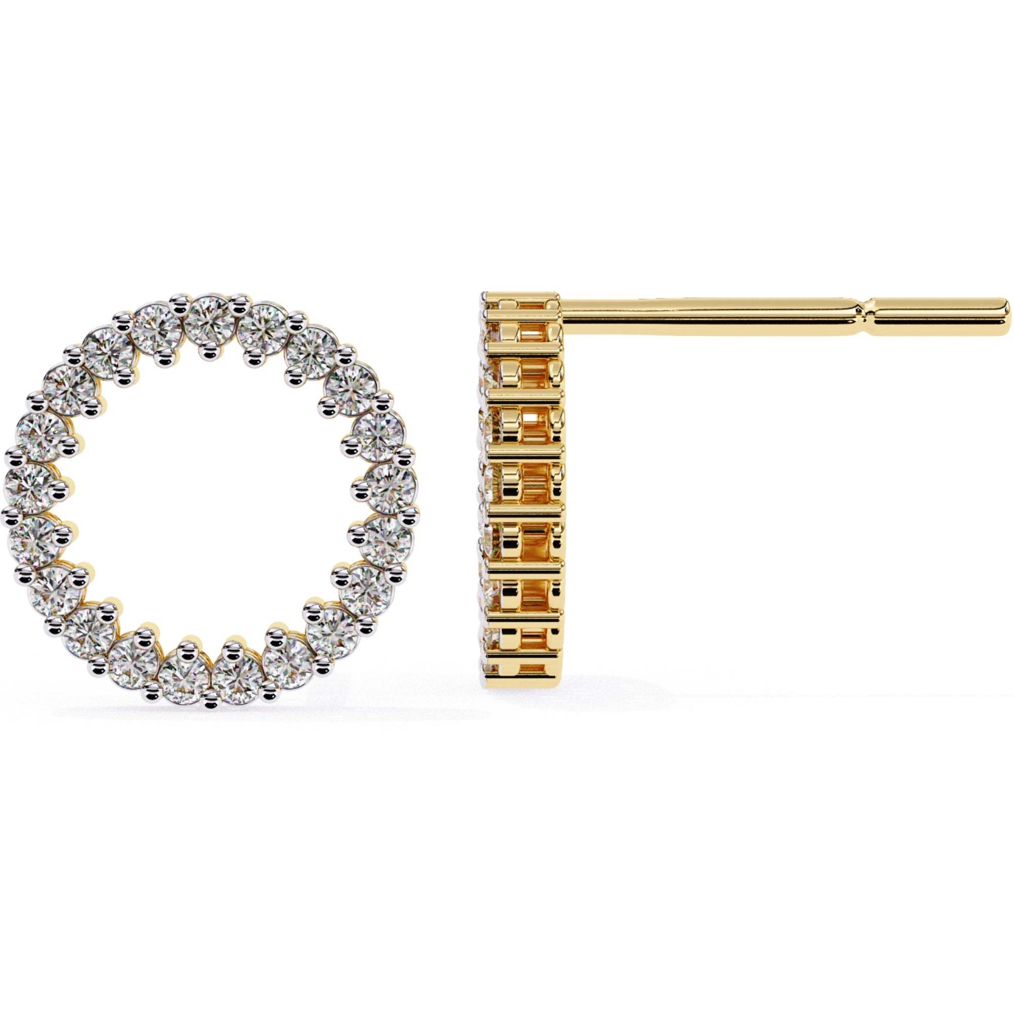 Cercei Stud Circle of Fire din Aur 14k cu Moissanite Tăietură Briliant de 0.3 ct din 14K Aur Galben - Castelo.ro