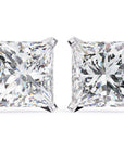 Cercei Stud Imperial din Aur 14k cu Moissanite Tăietură Princess de 3 ct din 14K Aur Alb - Castelo.ro