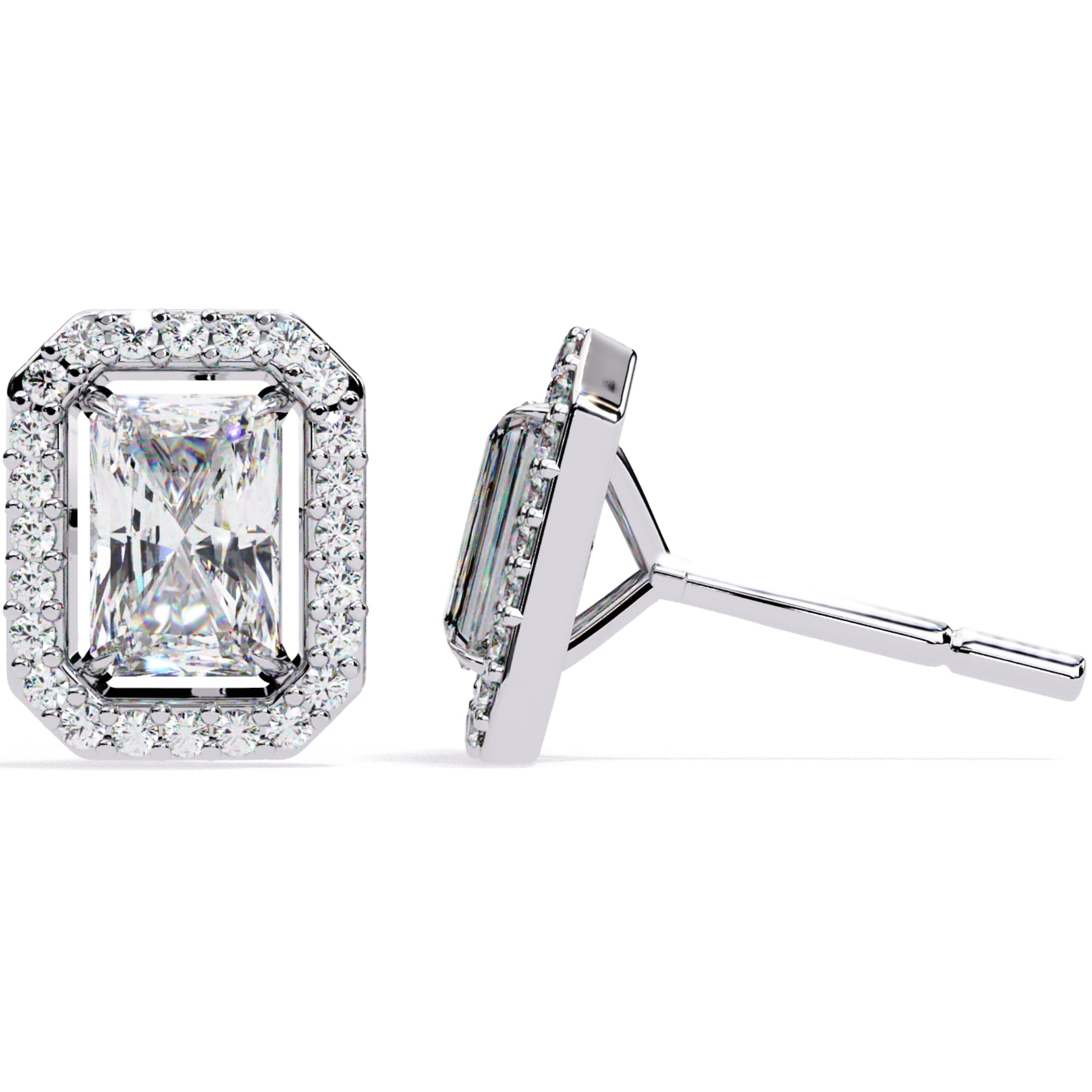 Cercei Stud Radiant Eiffel din Aur 14k cu Moissanite de 0.95 ct din 14K Aur Alb - Castelo.ro