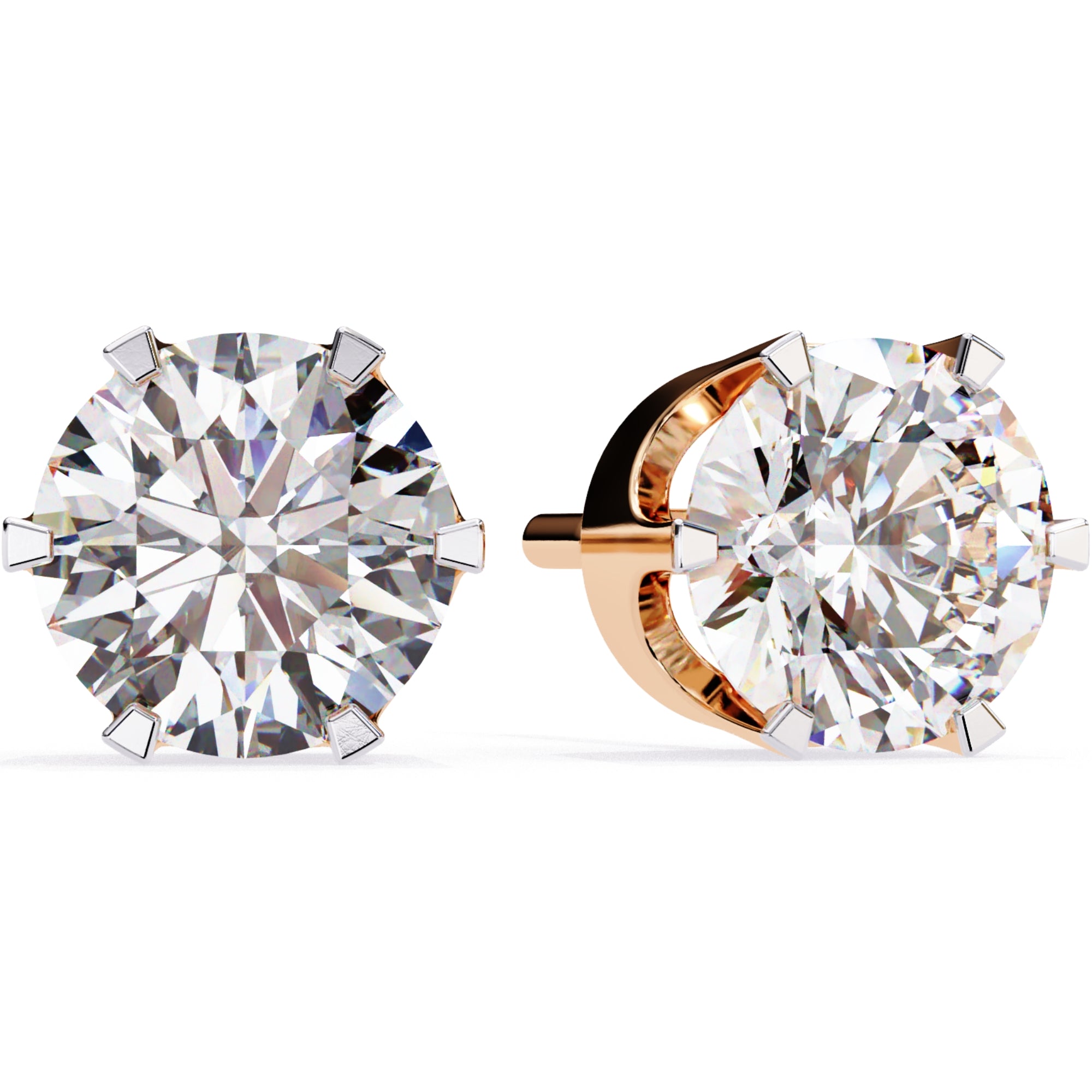 Cercei Solitaire Stud Luxury din Aur 14k cu Moissanite de 2.57 ct