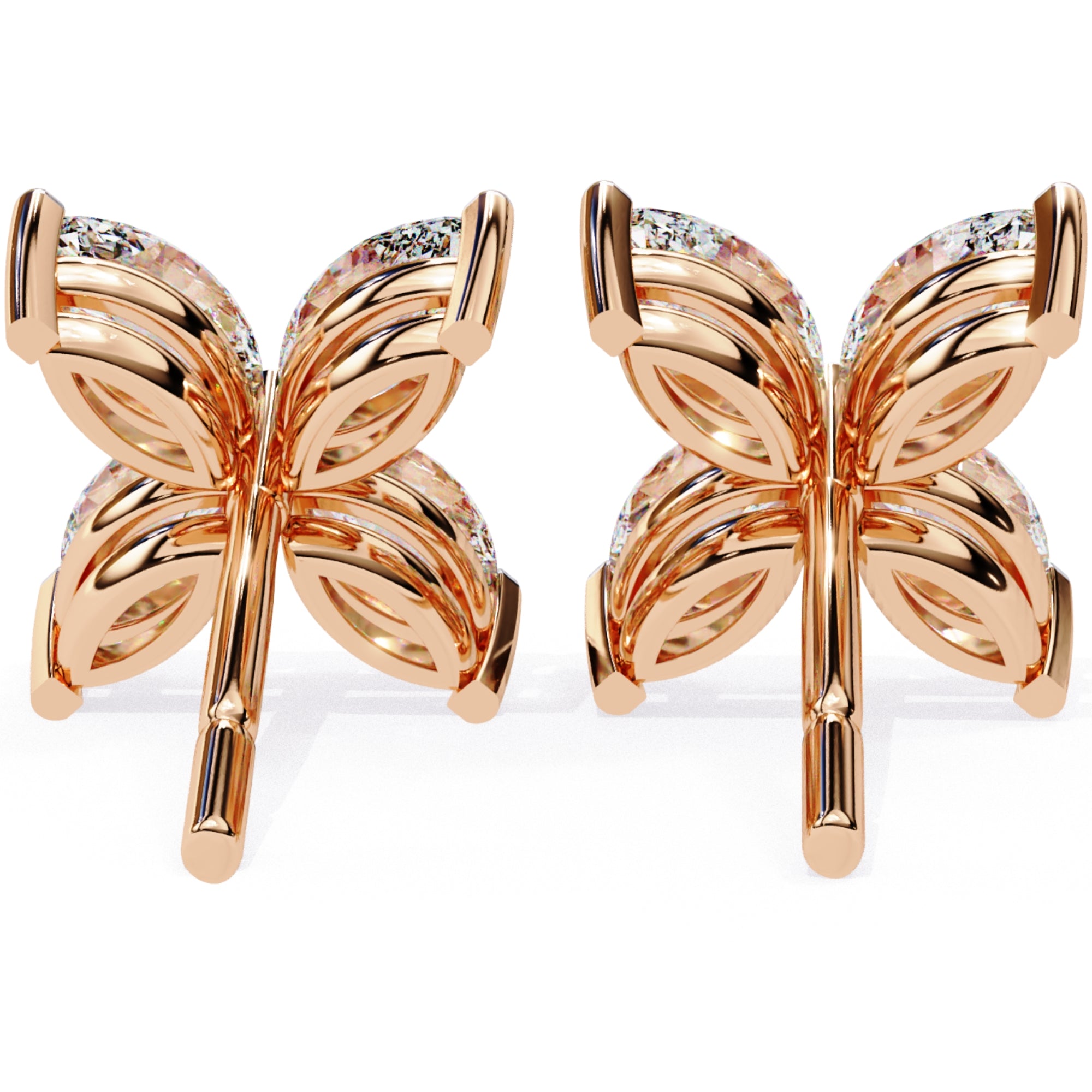 Cercei Stud Butterfly din Aur 14k cu Moissanite de 0.88 ct