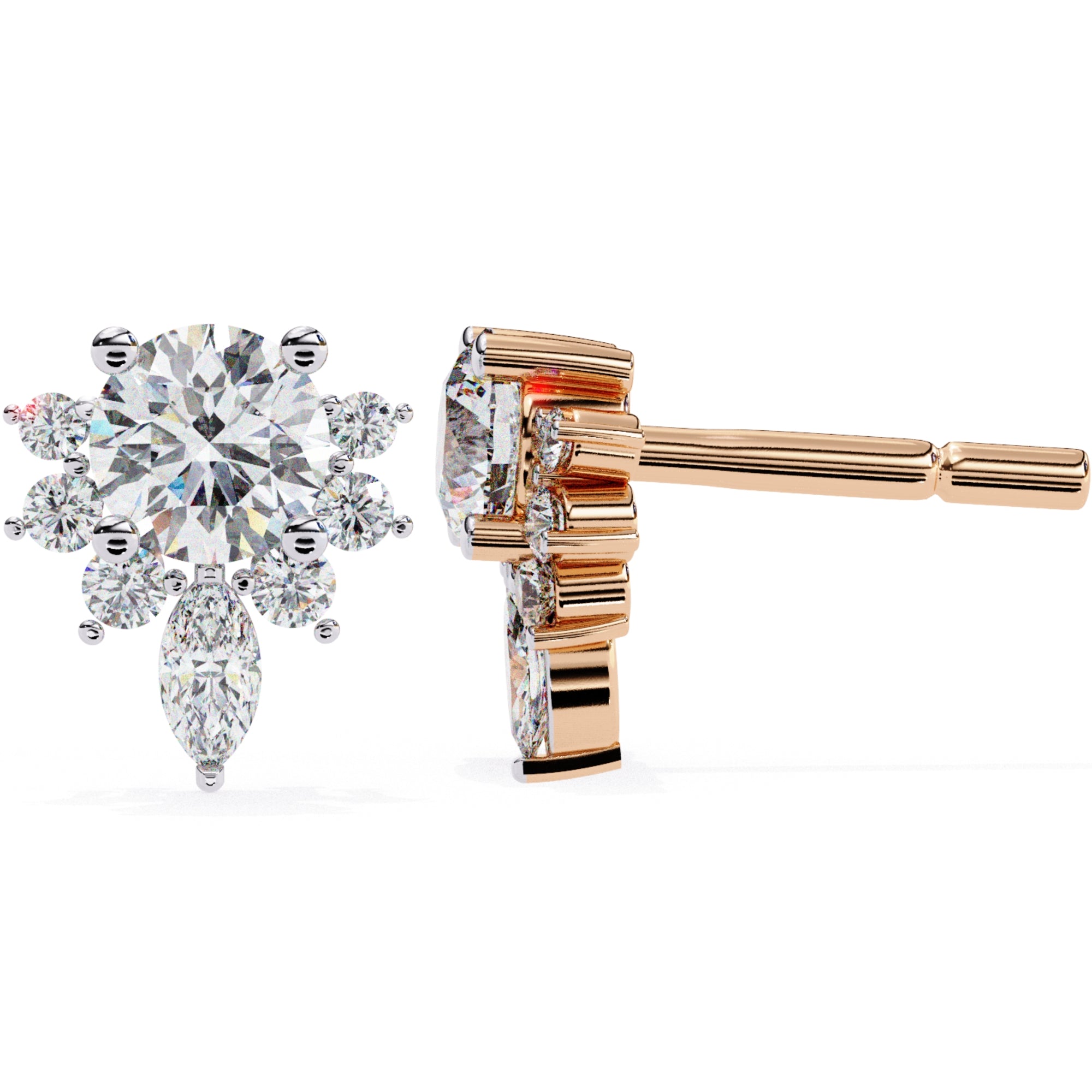 Cercei Stud La Reina din Aur 14k cu Moissanite de 0.68 ct