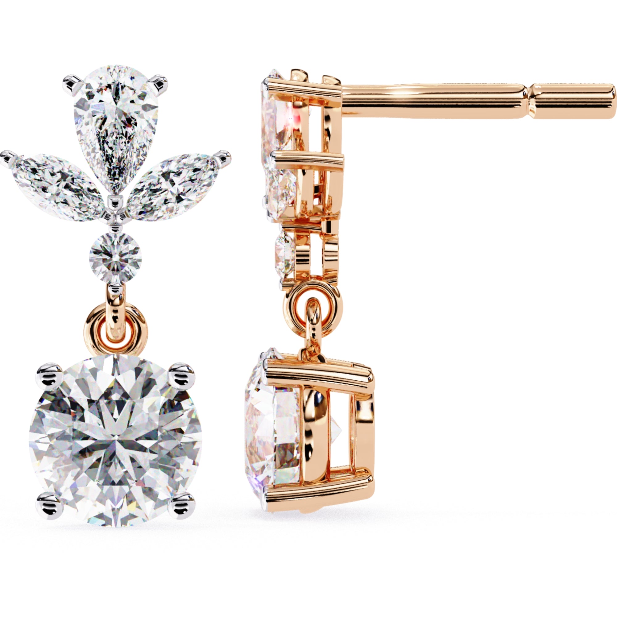 Cercei Stud Solitaire Drop din Aur 14k cu Moissanite de 1.16 ct