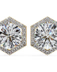 Cercei Hexa Stud Halo cu Diamante Create în Laborator de 2.1 ct din 18K Aur Galben - Castelo.ro