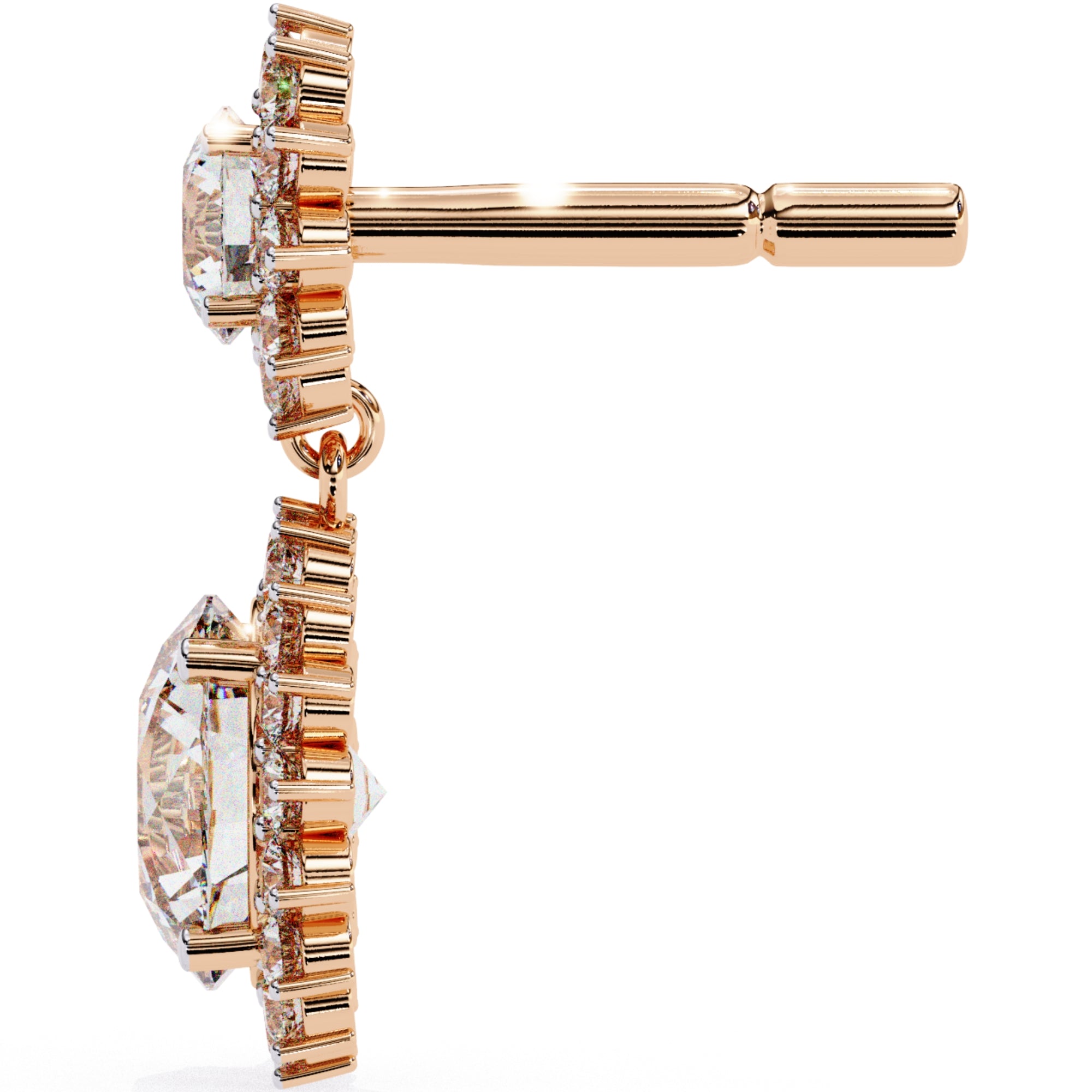 Cercei Sola Reina cu Diamante Create în Laborator de 1.37 ct din 18K Aur Roz - Castelo.ro