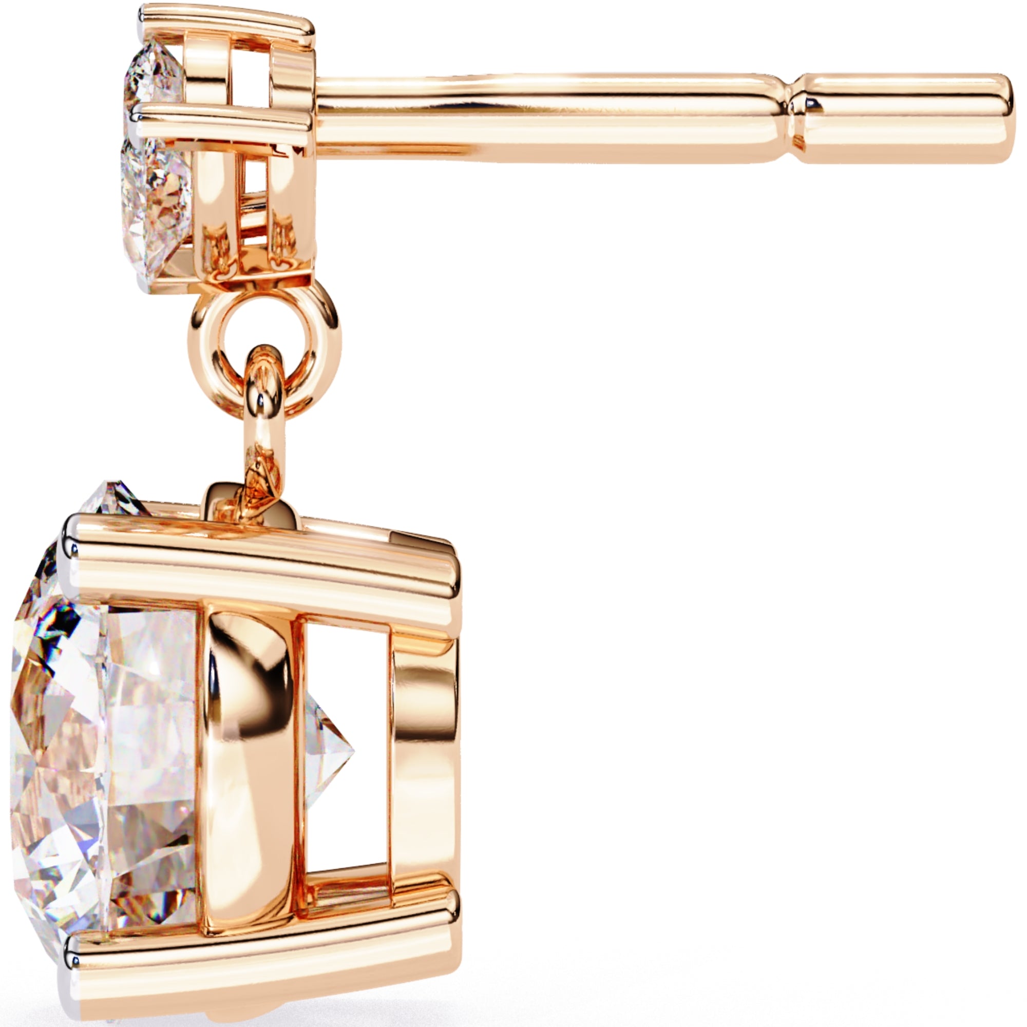 Cercei Stud Royal Solitaire Drop din Aur 14k cu Moissanite de 2.02 ct