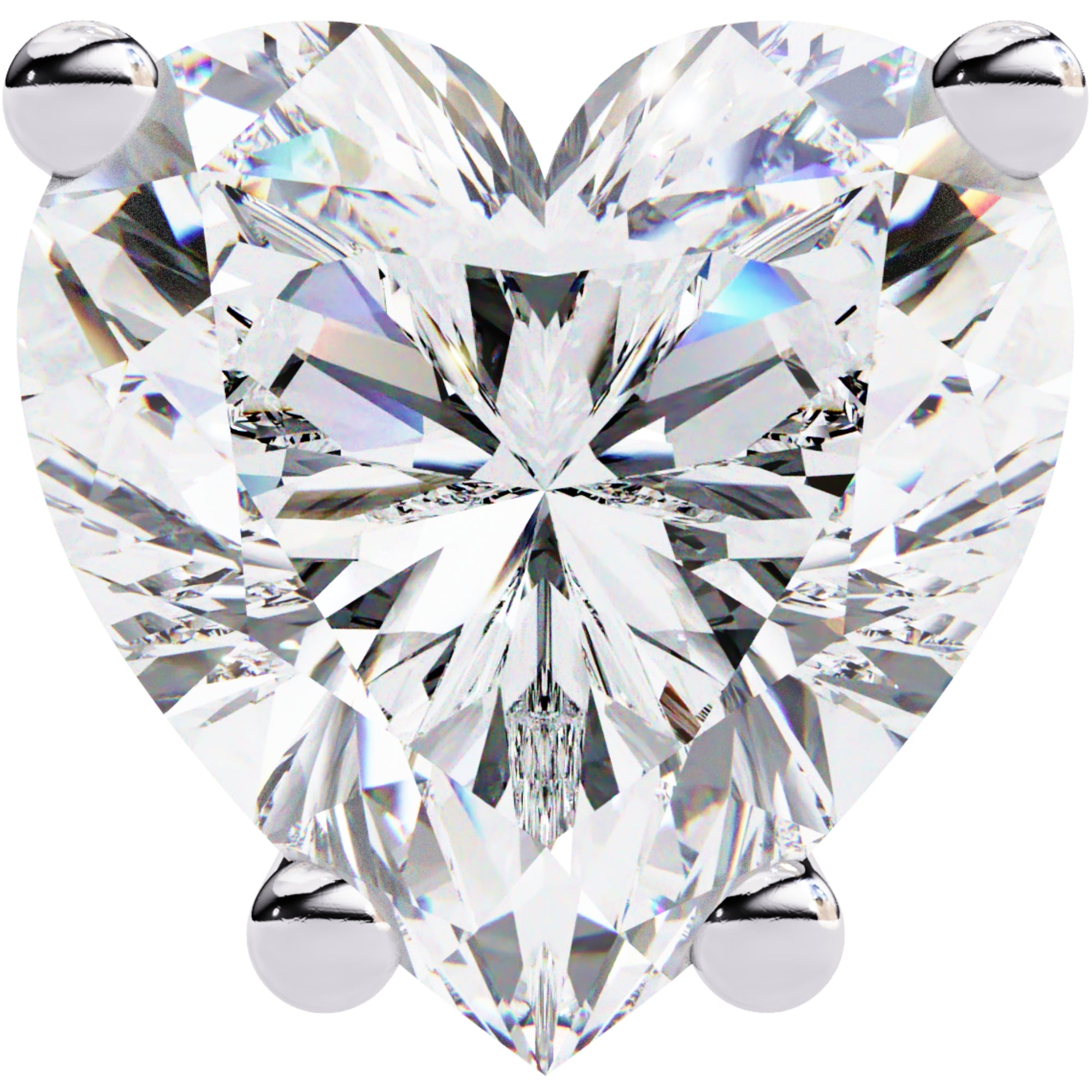 Cercei Stud Inima din Aur 14k cu Moissanite Tăietură Heart de 2.4 ct din 14K Aur Alb - Castelo.ro