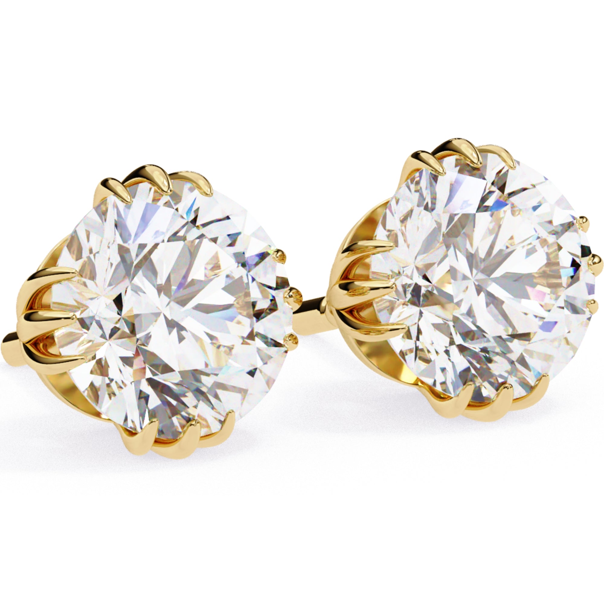 Cercei Stud Imperial din Aur 14k cu Diamante Naturale Tăietură Briliant de 2.8 ct din 14K Aur Galben - Castelo.ro