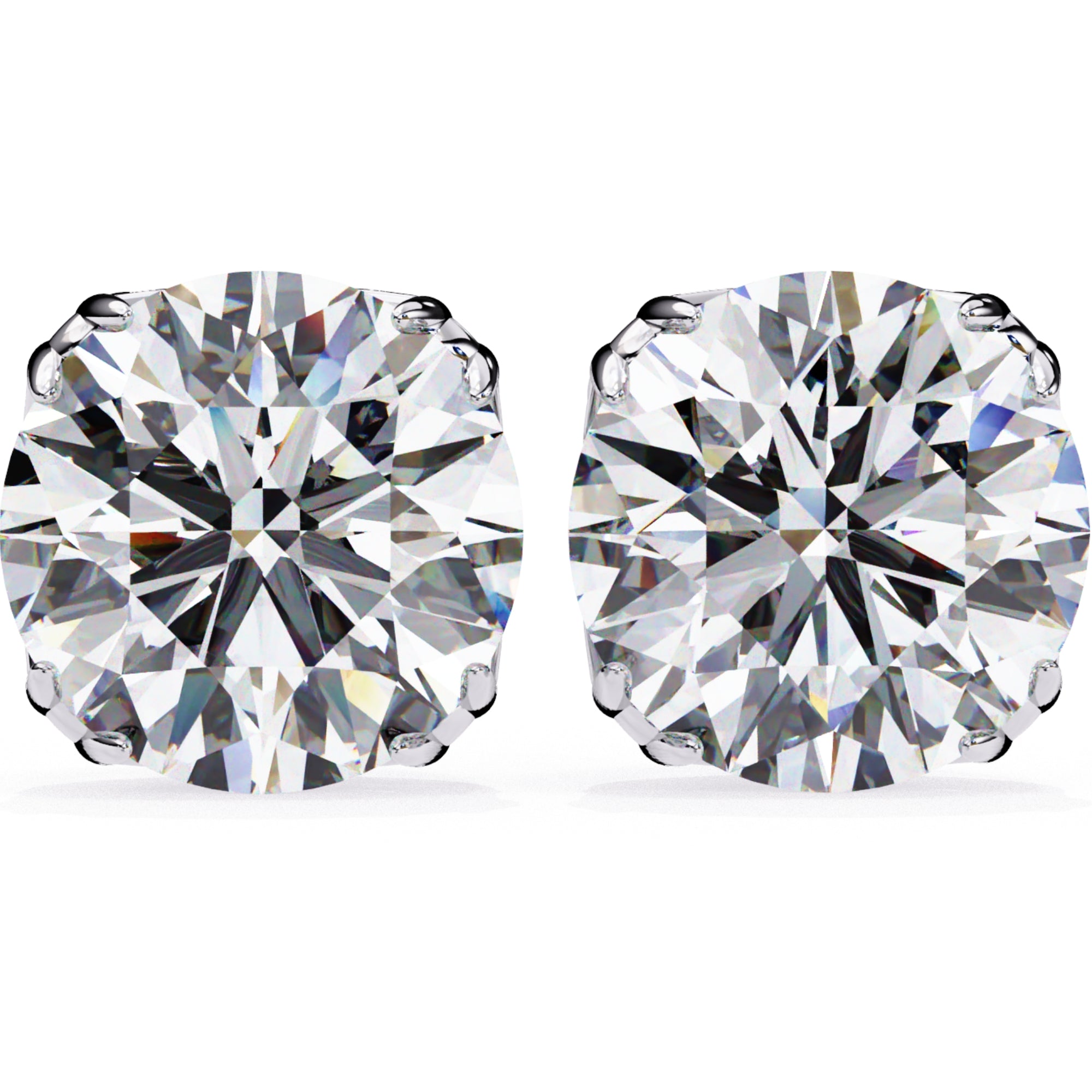 Cercei Stud Excalibur din Aur 14k cu Diamante Naturale Tăietură Briliant de 2.5 ct din 14K Aur Alb - Castelo.ro