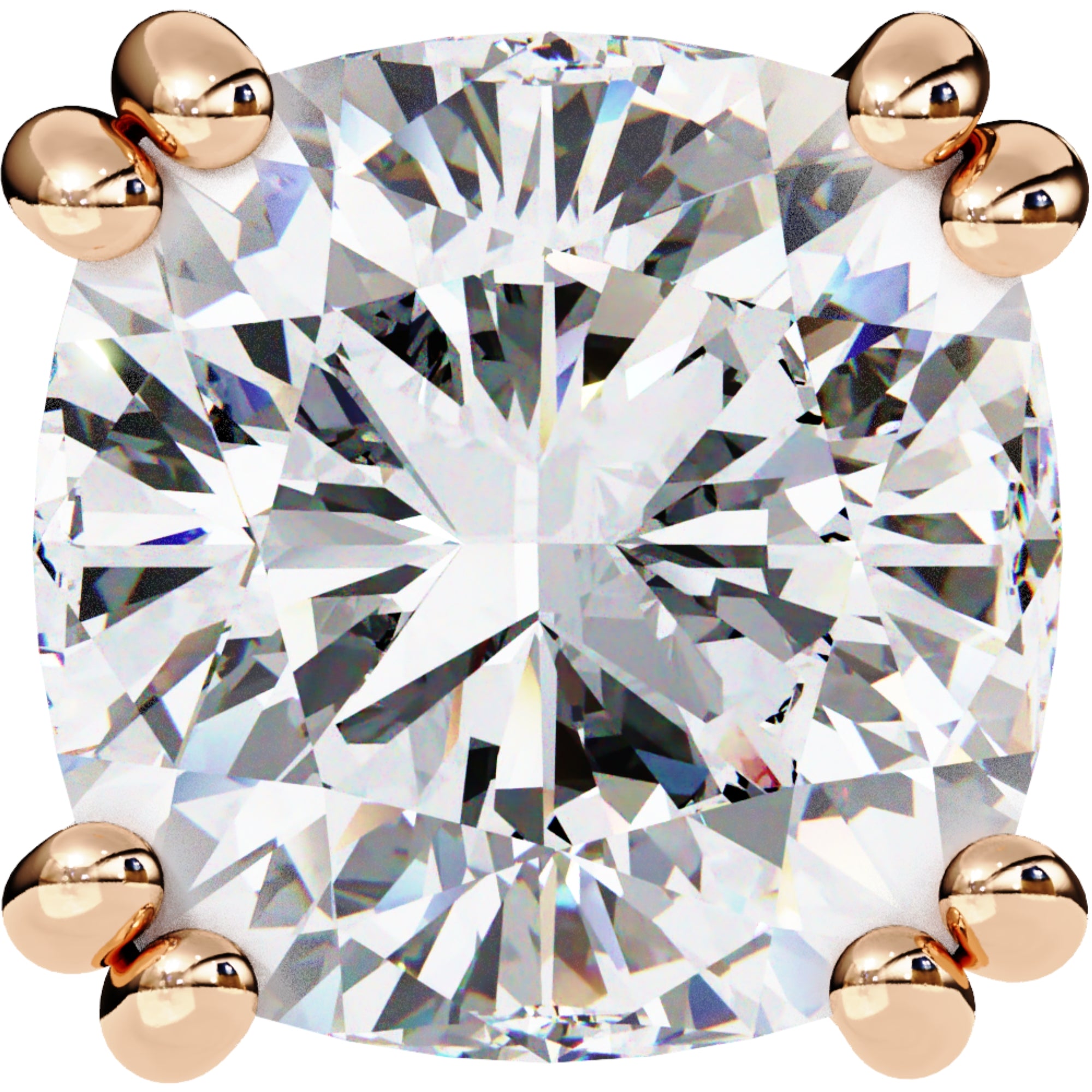 Cercei Stud Monaco cu Moissanite Tăietură Cushion Square de 2.2 ct din 18K Aur Roz - Castelo.ro