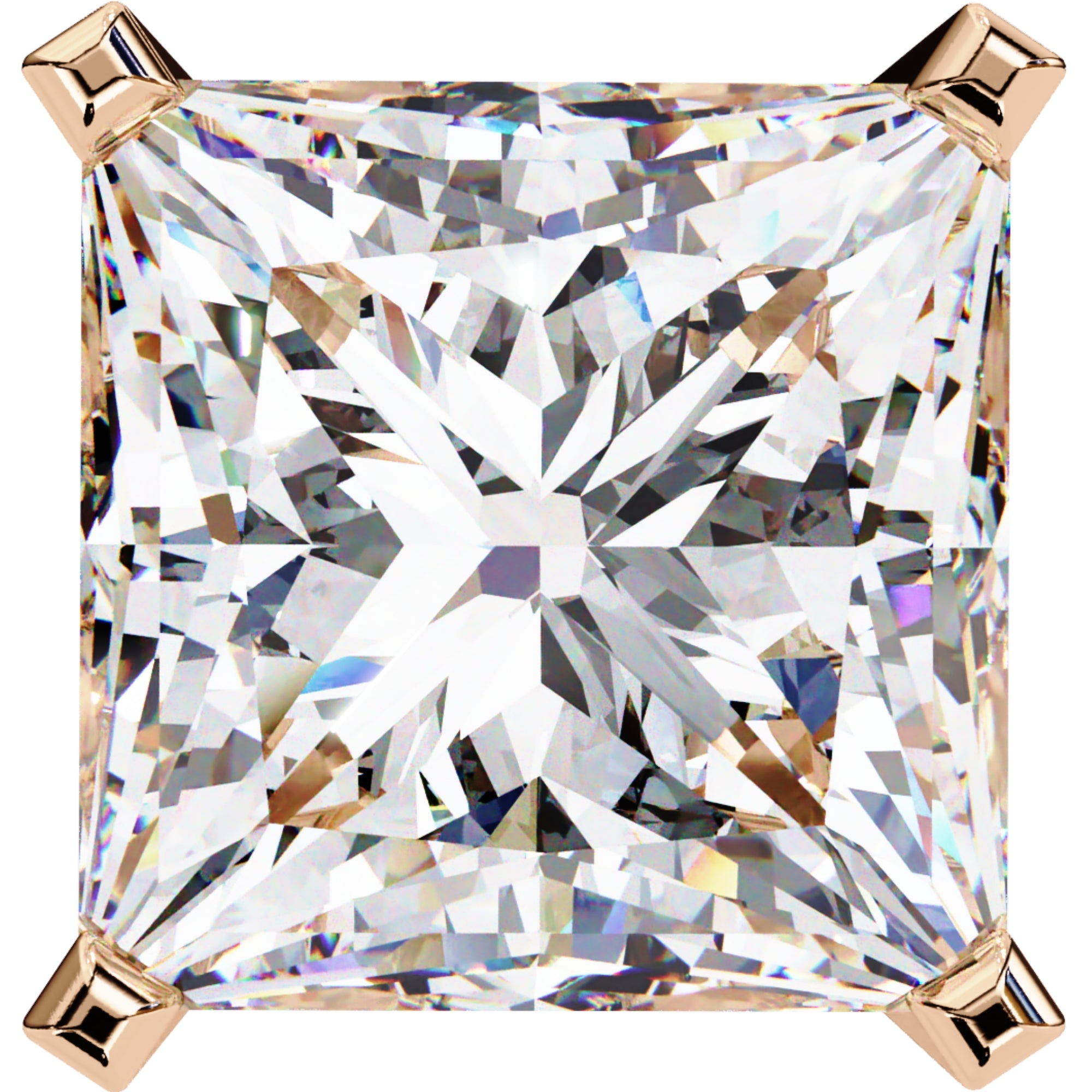 Cercei Stud Imperial din Aur 14k cu Moissanite Tăietură Princess de 3 ct din 14K 8K Aur Roz - Castelo.ro