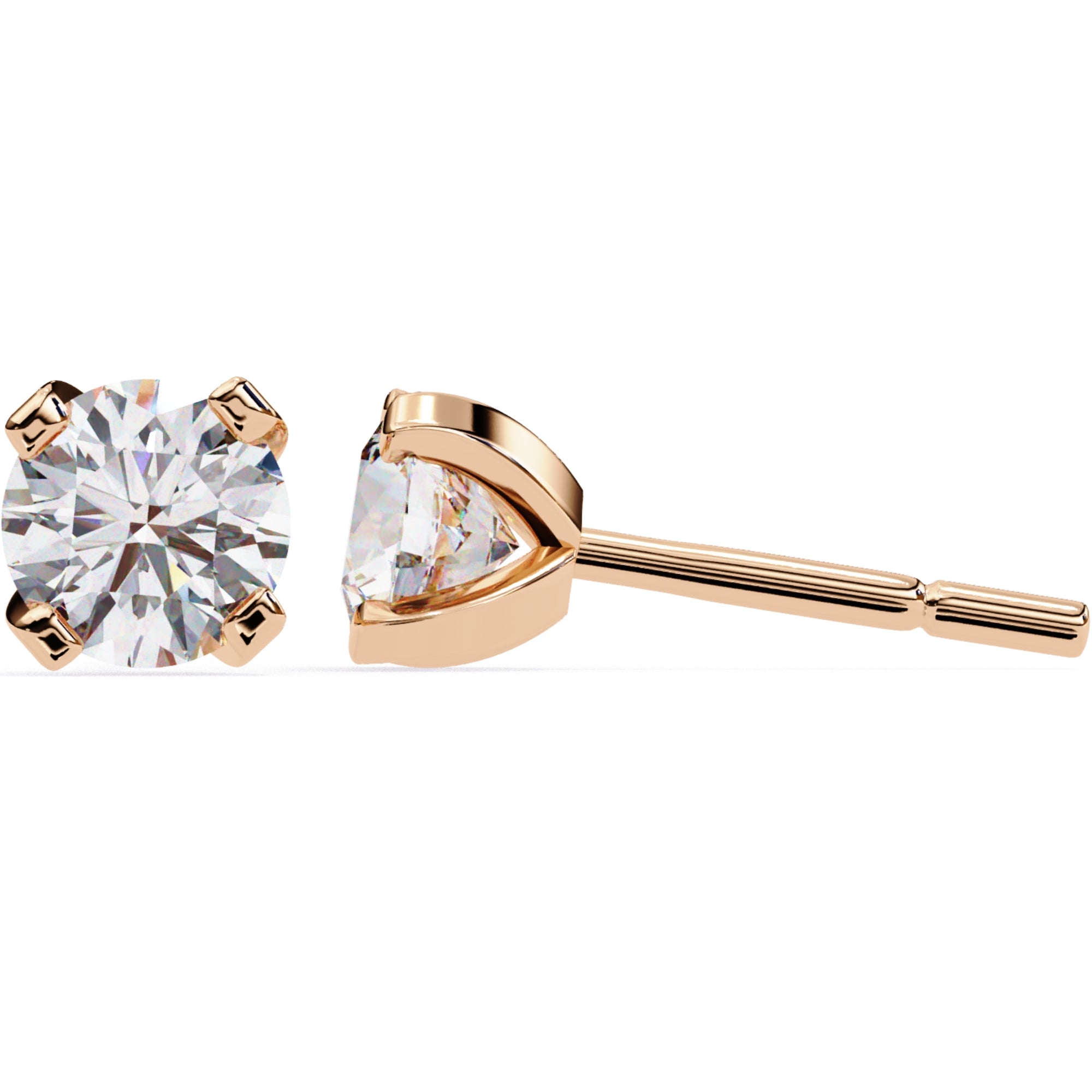 Cercei Stud L&#39;Arte din Aur 14k cu Diamante Naturale Tăietură Briliant de 2.5 ct din 14K Aur Roz - Castelo.ro