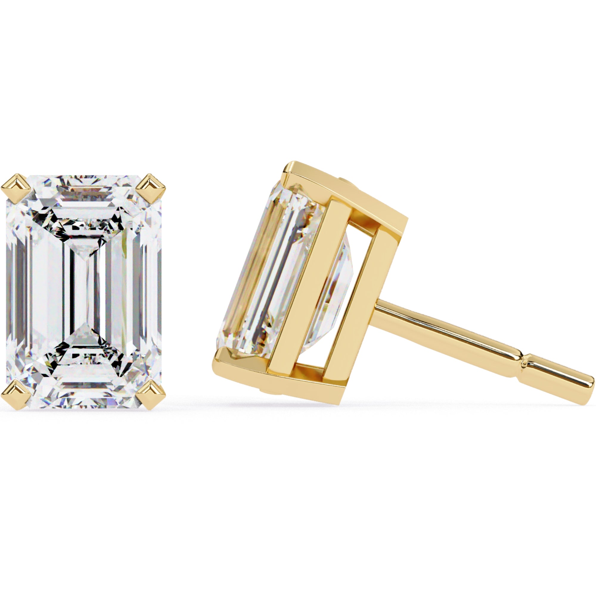 Cercei Stud Noble din Aur 14k cu Moissanite Tăietură Emerald de 2.4 ct