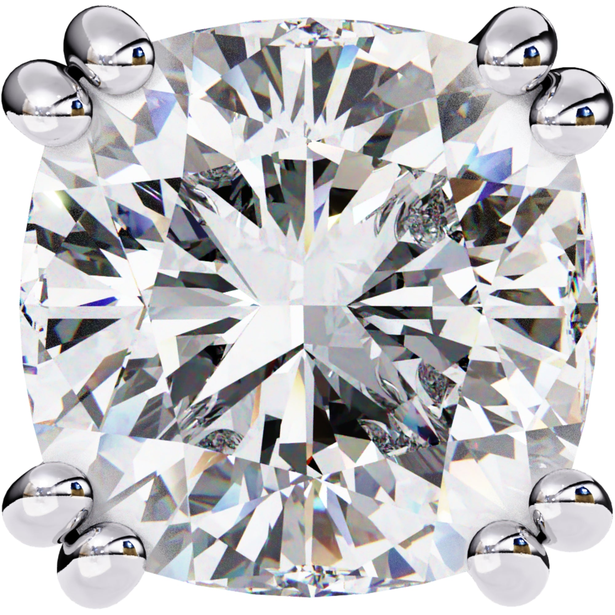 Cercei Stud Monaco din Aur 14k cu Diamante Naturale Tăietură Cushion Square de 2.2 ct din 14K Aur Alb - Castelo.ro