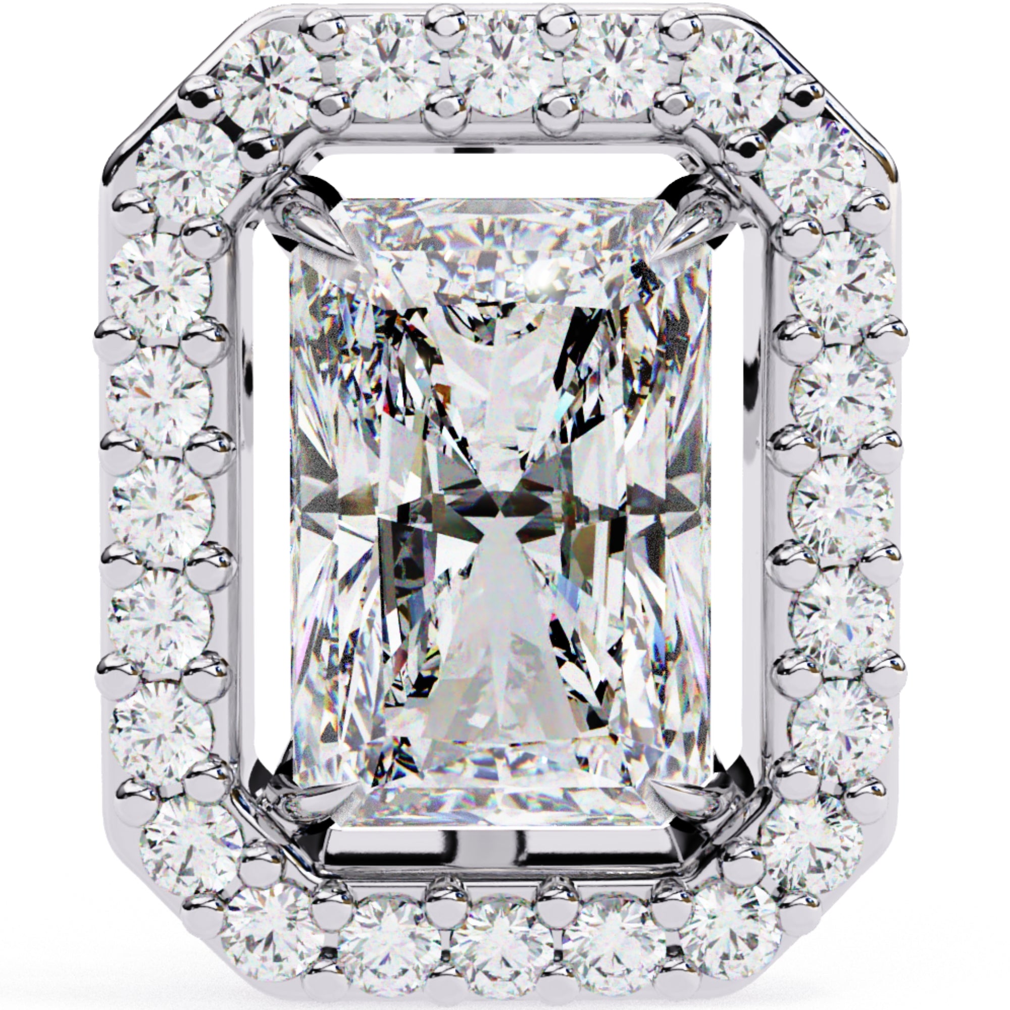 Cercei Stud Radiant Eiffel din Aur 14k cu Moissanite de 0.95 ct din 14K Aur Alb - Castelo.ro