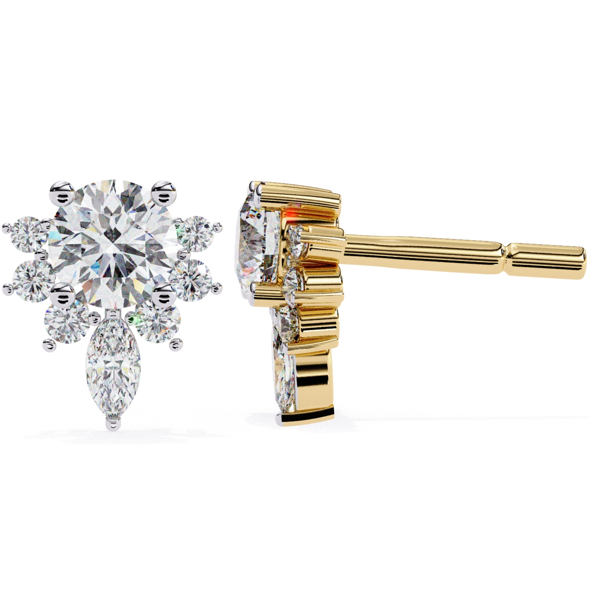 Cercei Stud La Reina din Aur 14k cu Moissanite de 0.68 ct