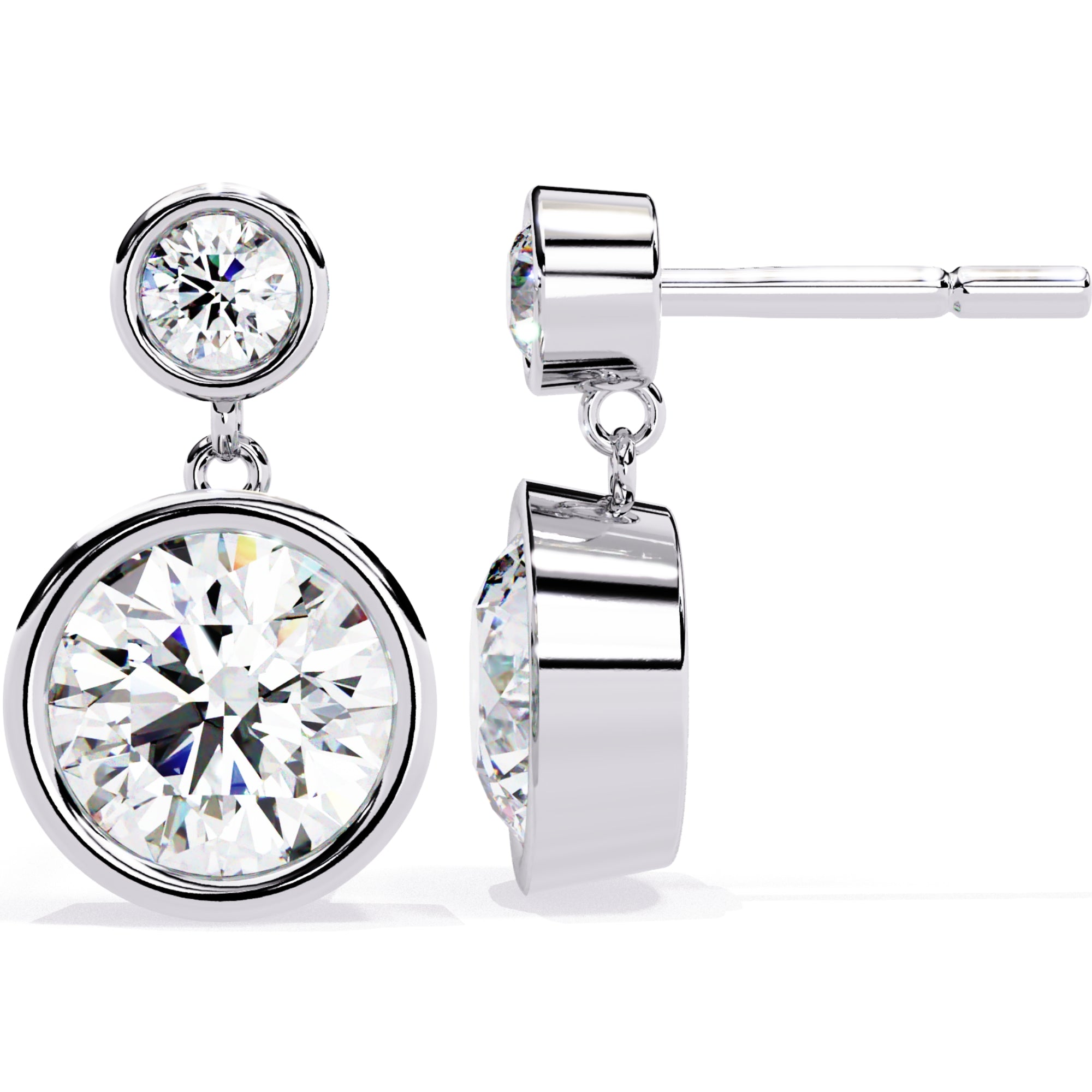 Cercei Solitaire Bezel Drop cu Diamante Create în Laborator de 1.83 ct din - Castelo.ro