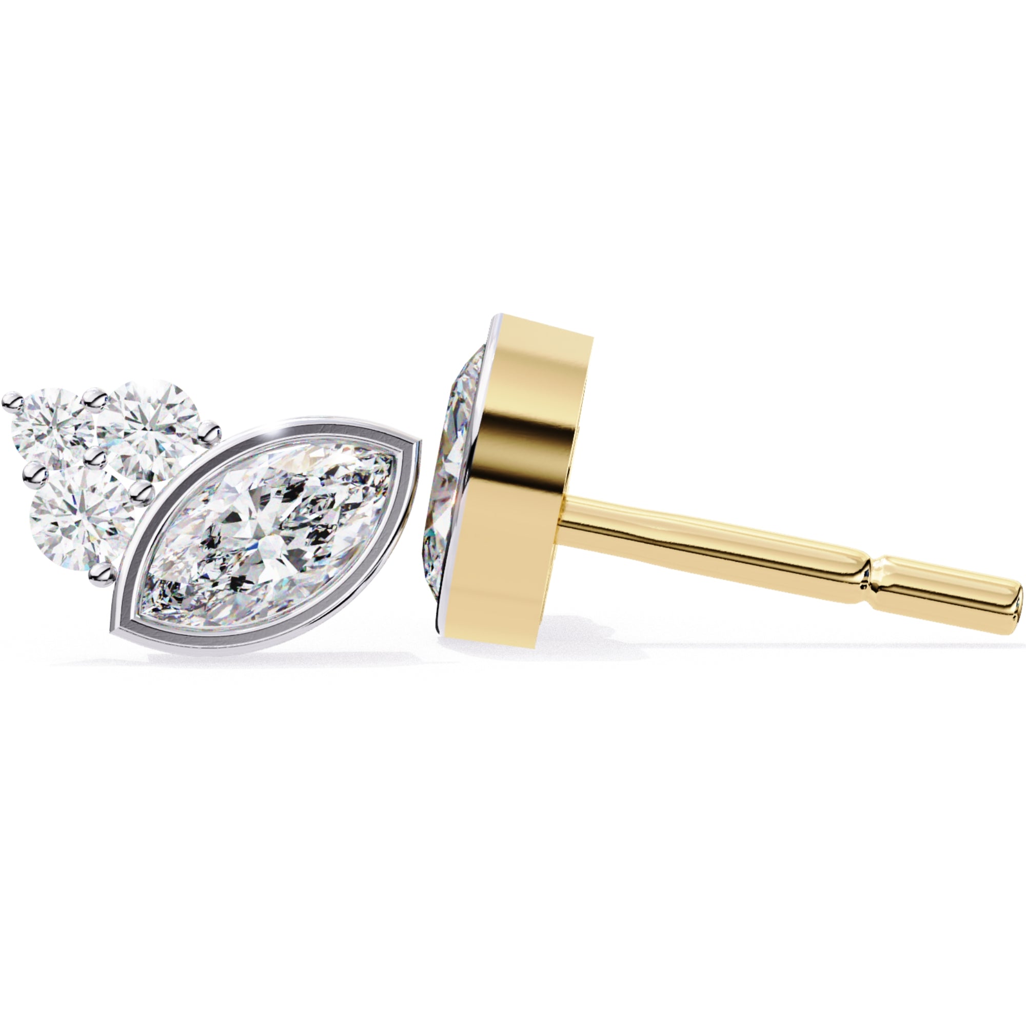 Cercei Stud Minimalist Luna din Aur 14k cu Moissanite de 0.47 ct