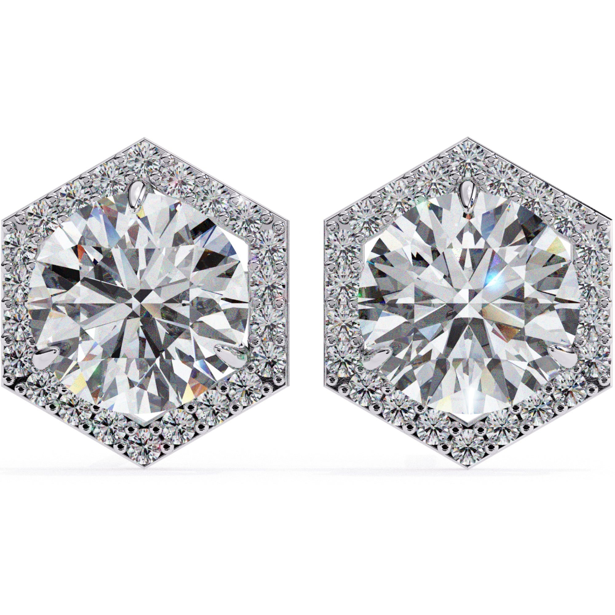 Cercei Hexa Stud Halo cu Diamante Create în Laborator de 2.1 ct din - Castelo.ro