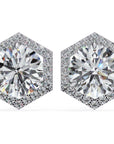 Cercei Hexa Stud Halo cu Diamante Create în Laborator de 2.1 ct din - Castelo.ro