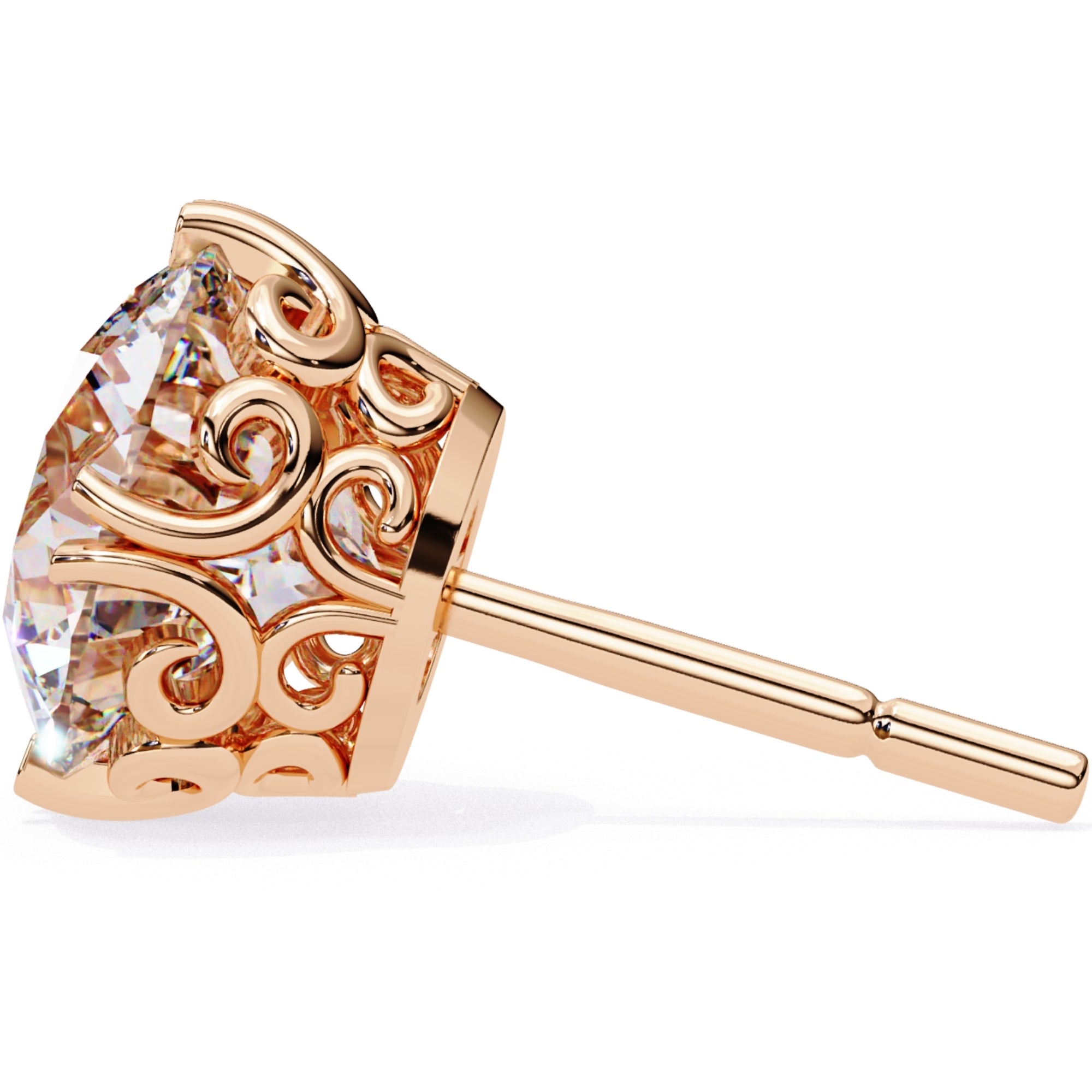 Cercei Stud La Reina cu Moissanite Tăietură Briliant de 2.5 ct din 18K Aur Roz - Castelo.ro